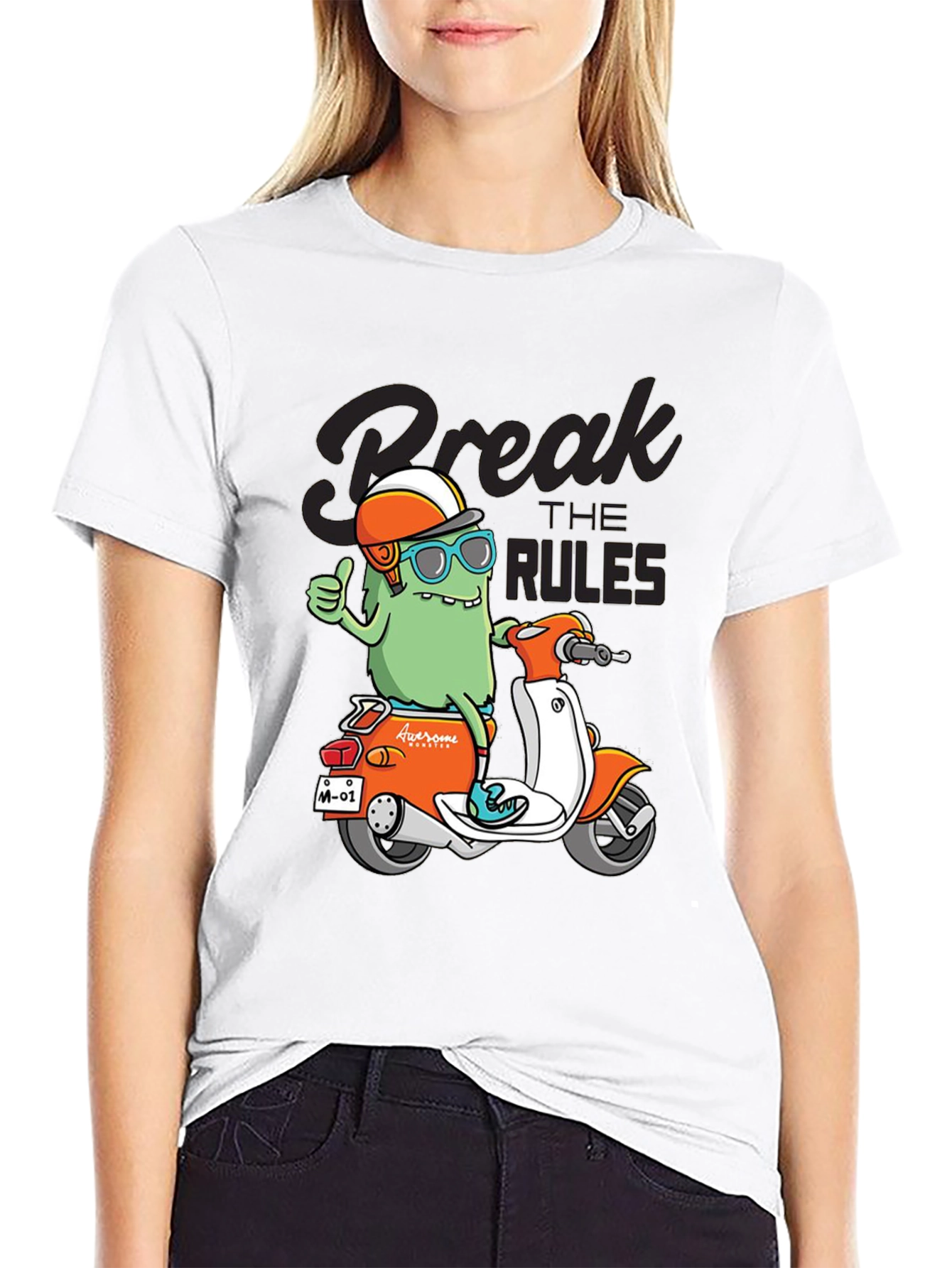 Black Break the Rules Monster Scooter Graphic Tee view 9
