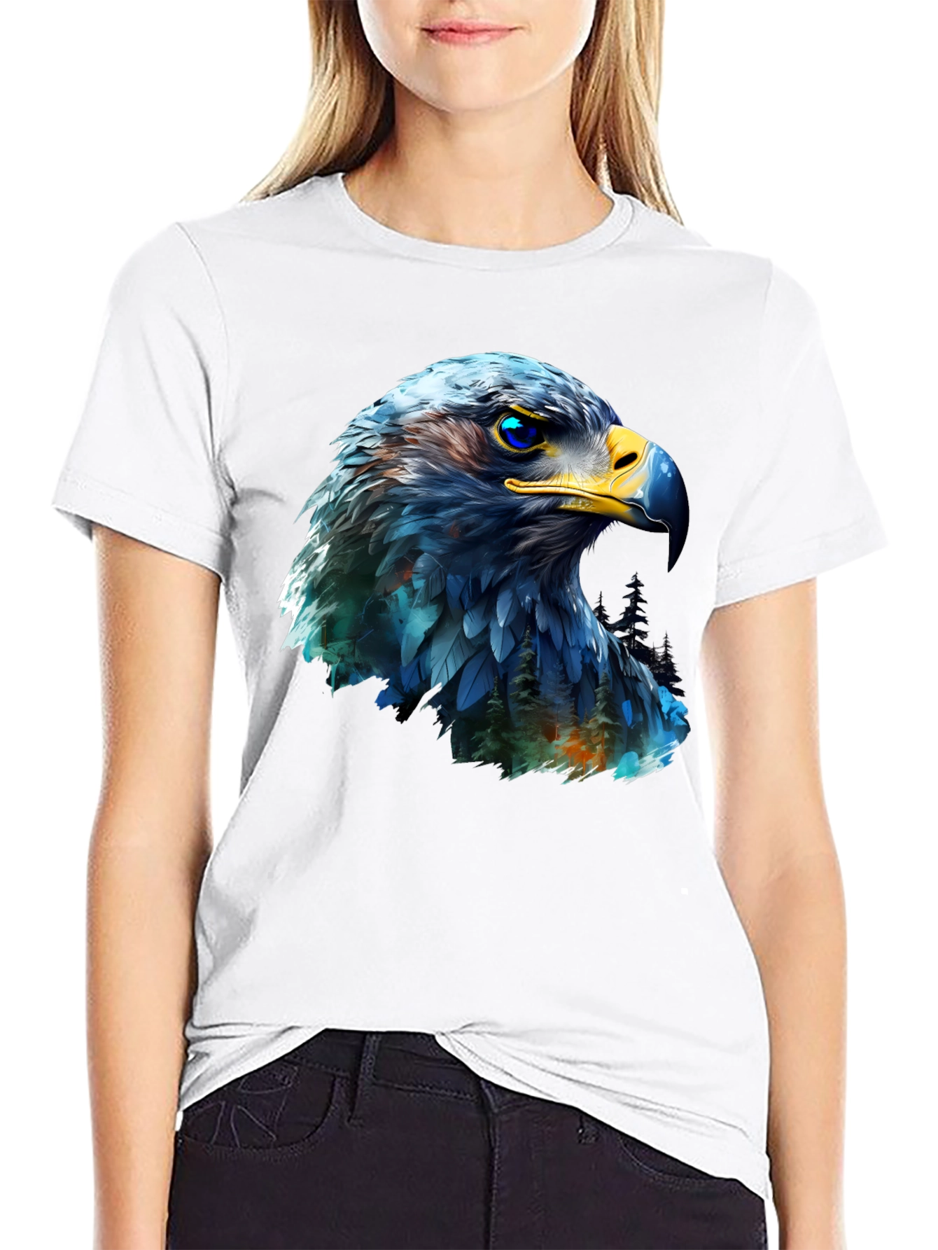 Black Eagle Graphic Print Black T-Shirt view 9