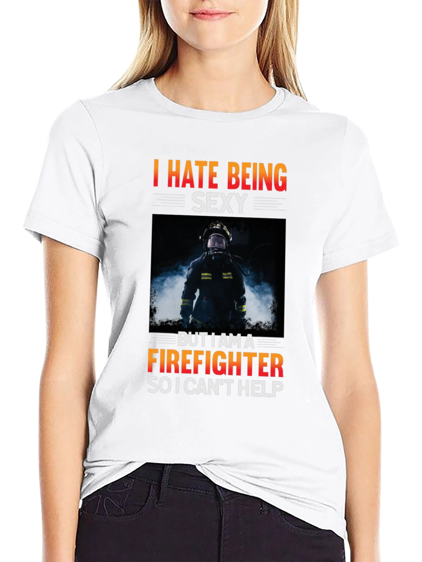 Black Funny Firefighter T-Shirt - I Hate Being Sexy view 9
