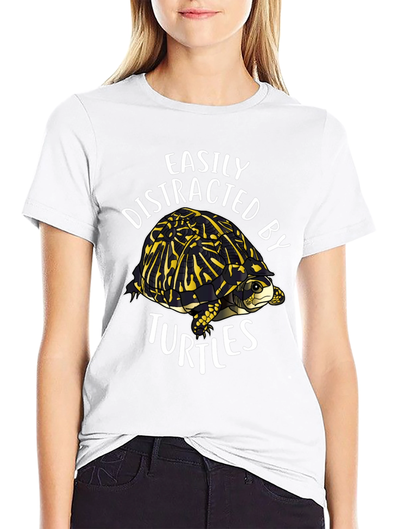 Black Easily Distracted By Turtles Black Graphic T-Shirt view 9