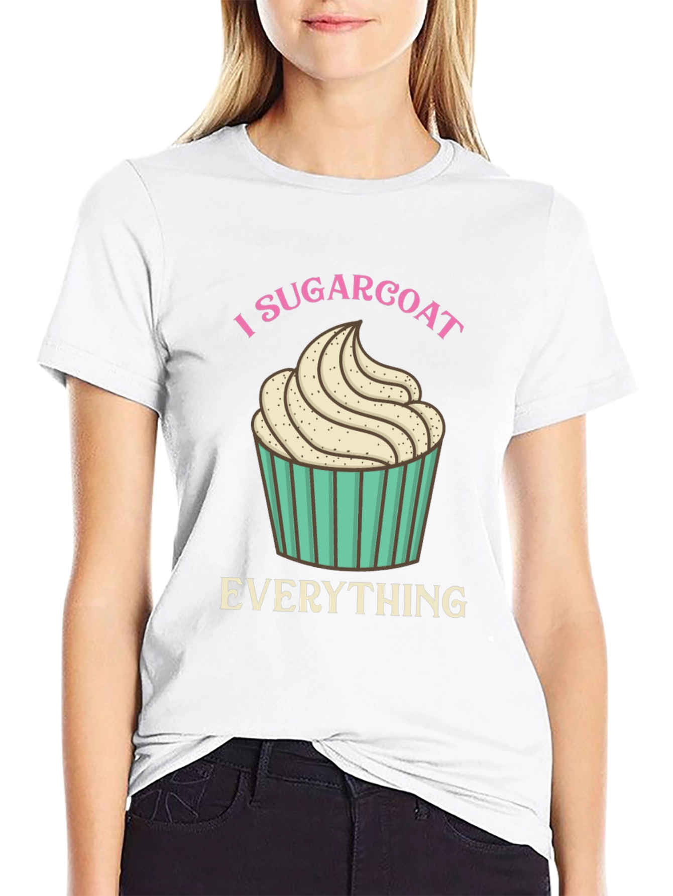 Black I Sugarcoat Everything Graphic Tee - Novelty Cupcake T-Shirt view 9