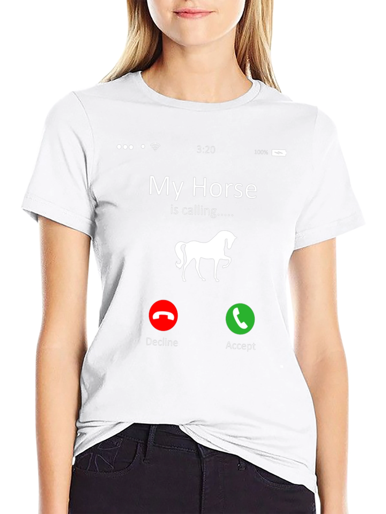 Black My Horse Is Calling Black Graphic Tee view 9