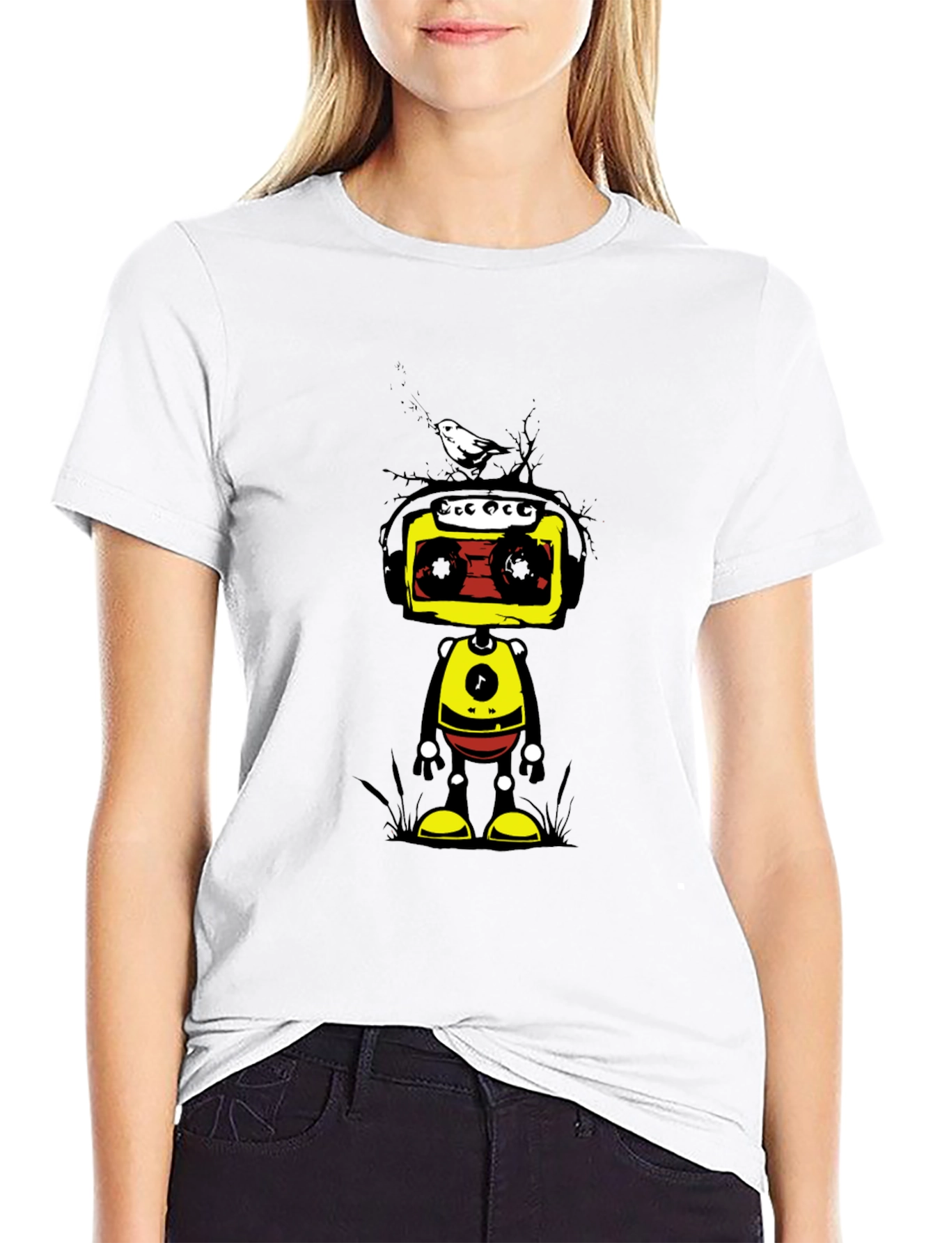 Black Retro Robot Graphic Tee - Unique Design view 9