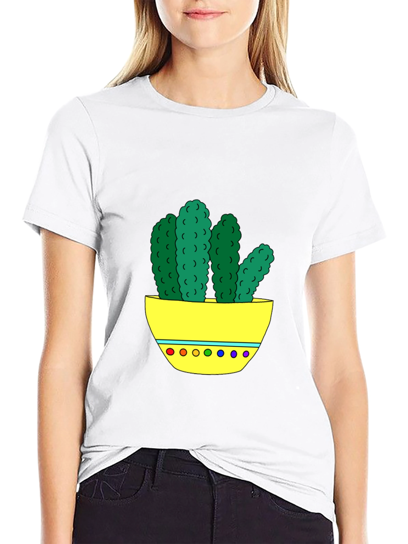 Black Cactus Graphic Tee - Unique Colorful Design view 9