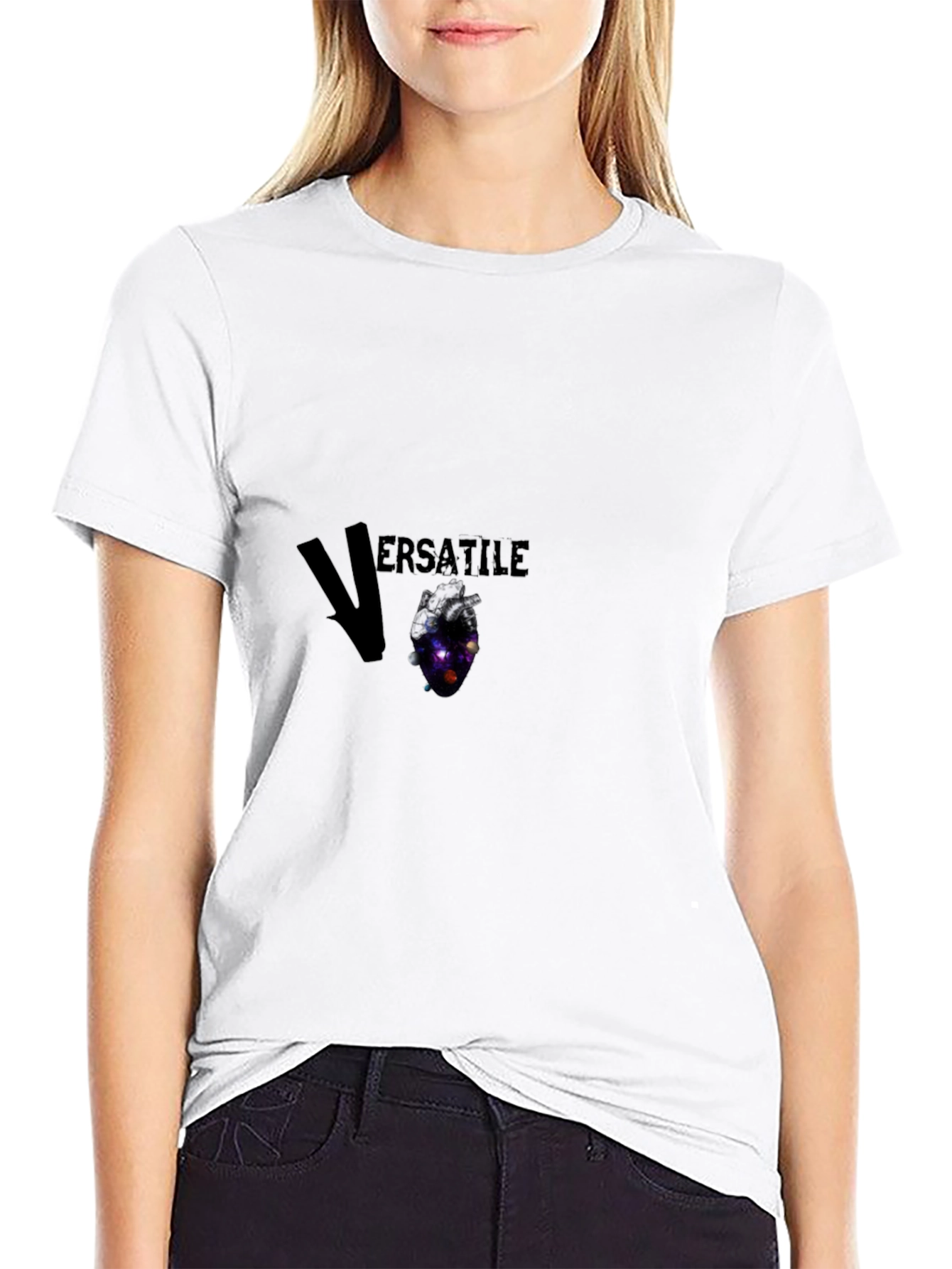 Black Versatile Galaxy Heart T-Shirt - Unique Design view 9