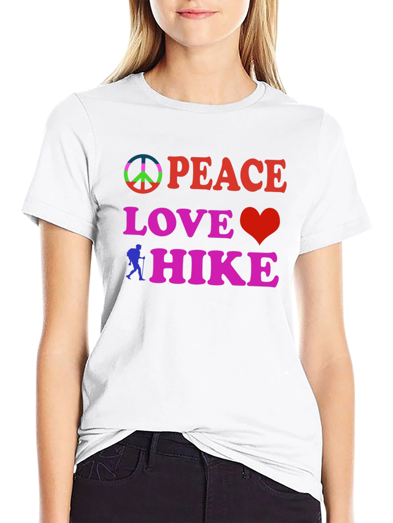 Black Peace Love Hike Black T-Shirt view 9