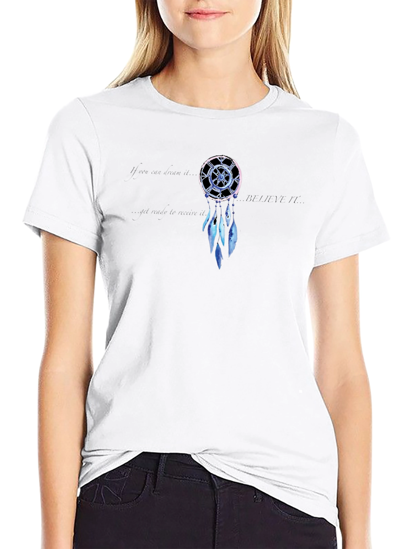 Black Dreamcatcher Believe Graphic T-Shirt view 9