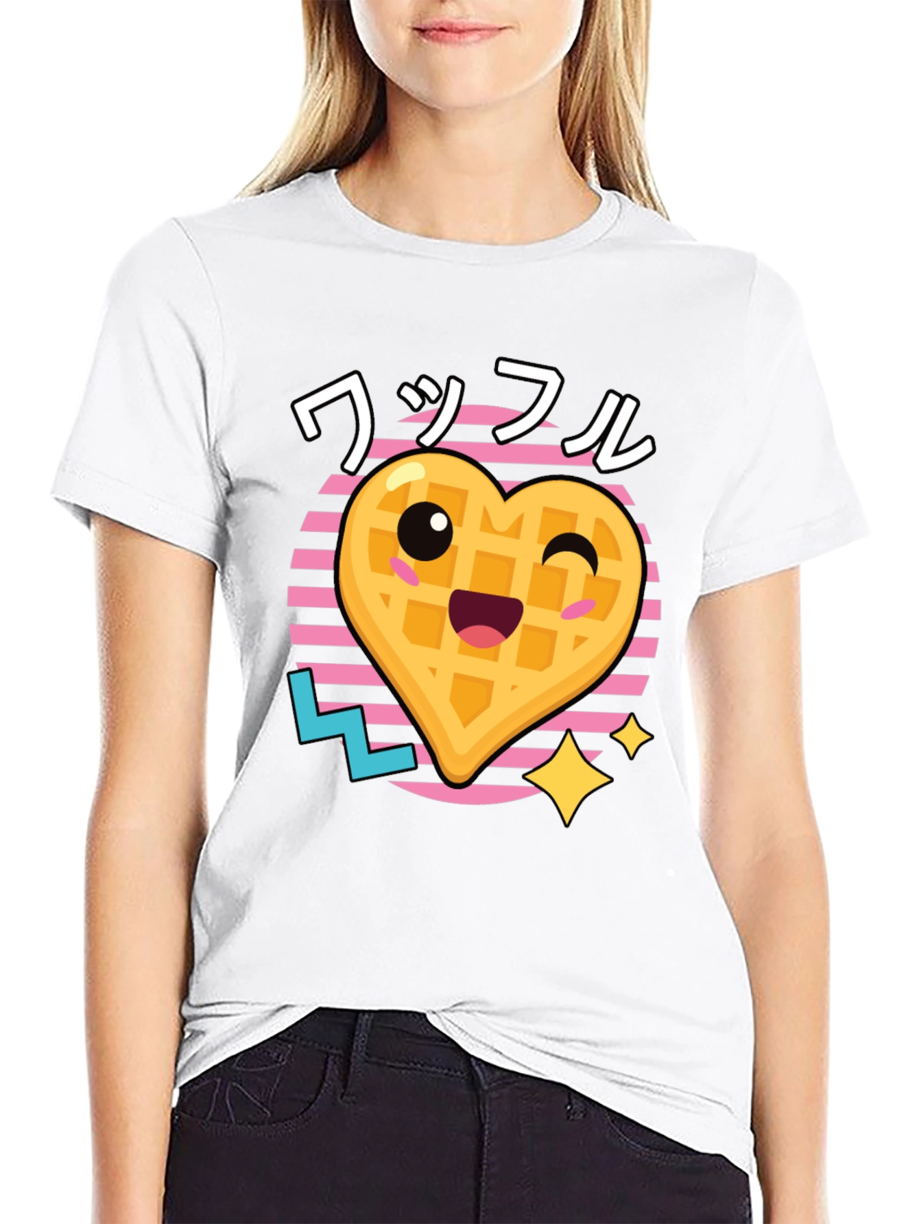 Black Kawaii Waffle T-Shirt - Trendy Graphic Tee view 9
