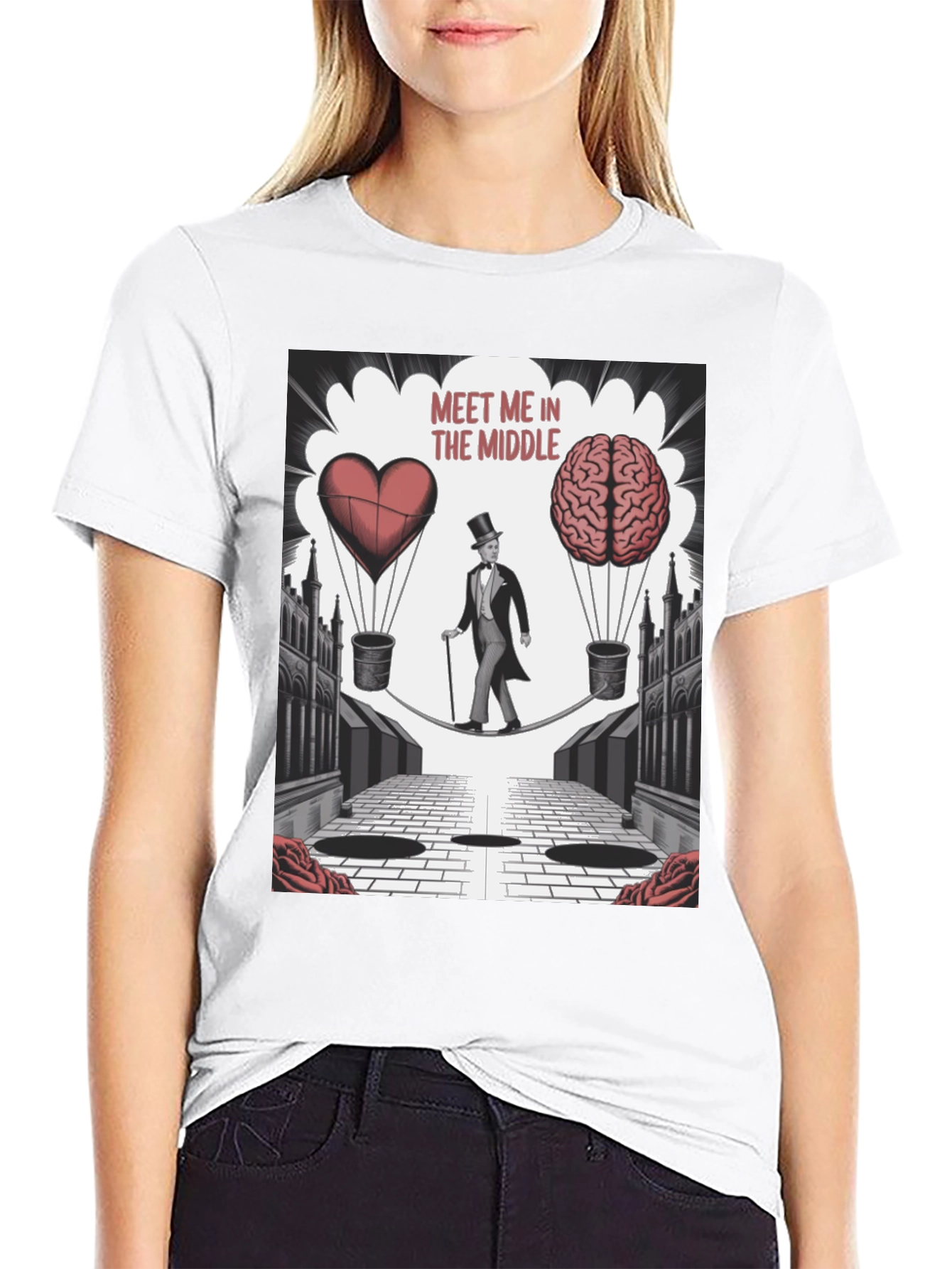 Black Meet Me in the Middle Graphic T-Shirt view 9
