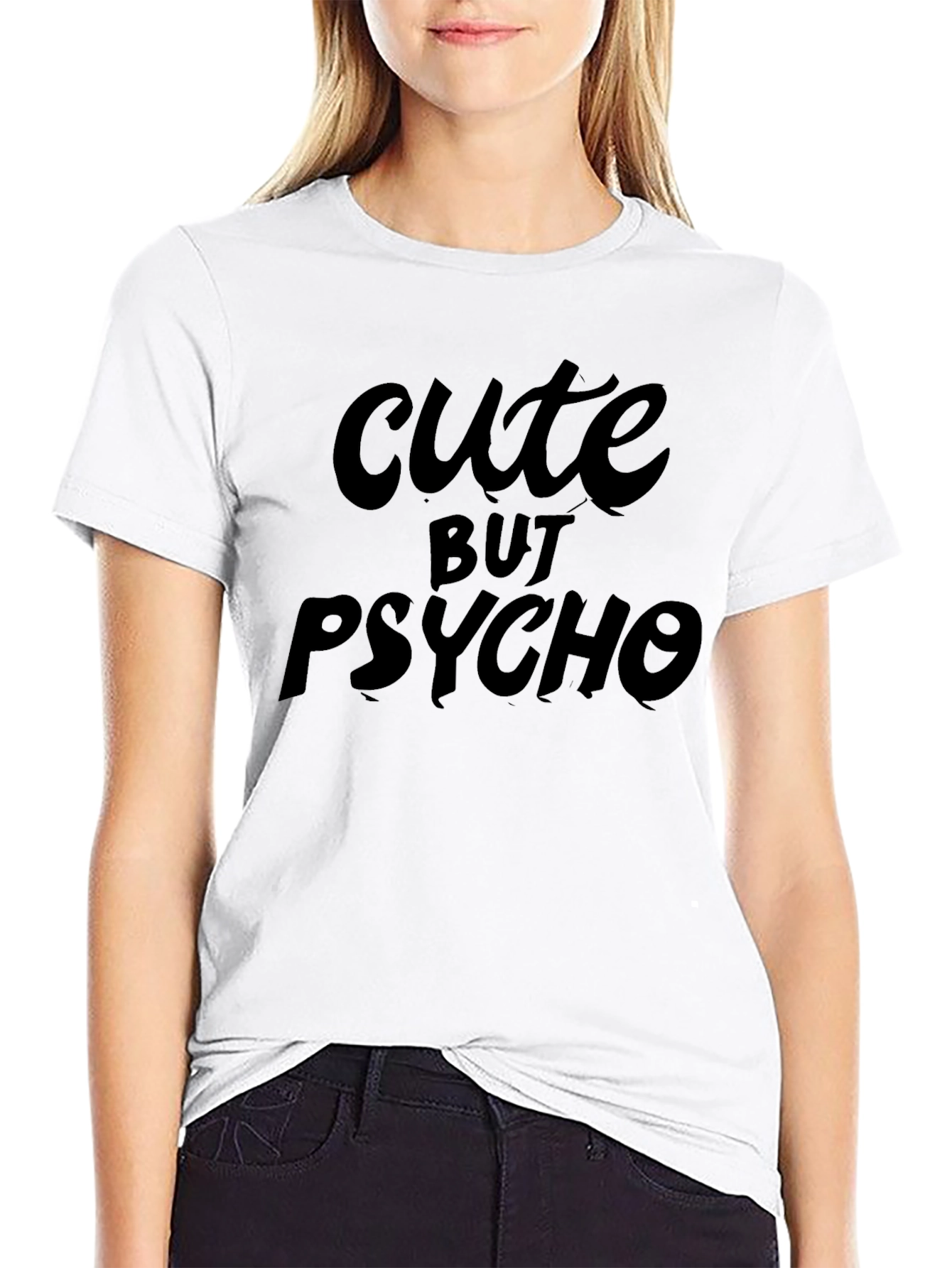 Black Cute But Psycho Graphic T-Shirt view 9