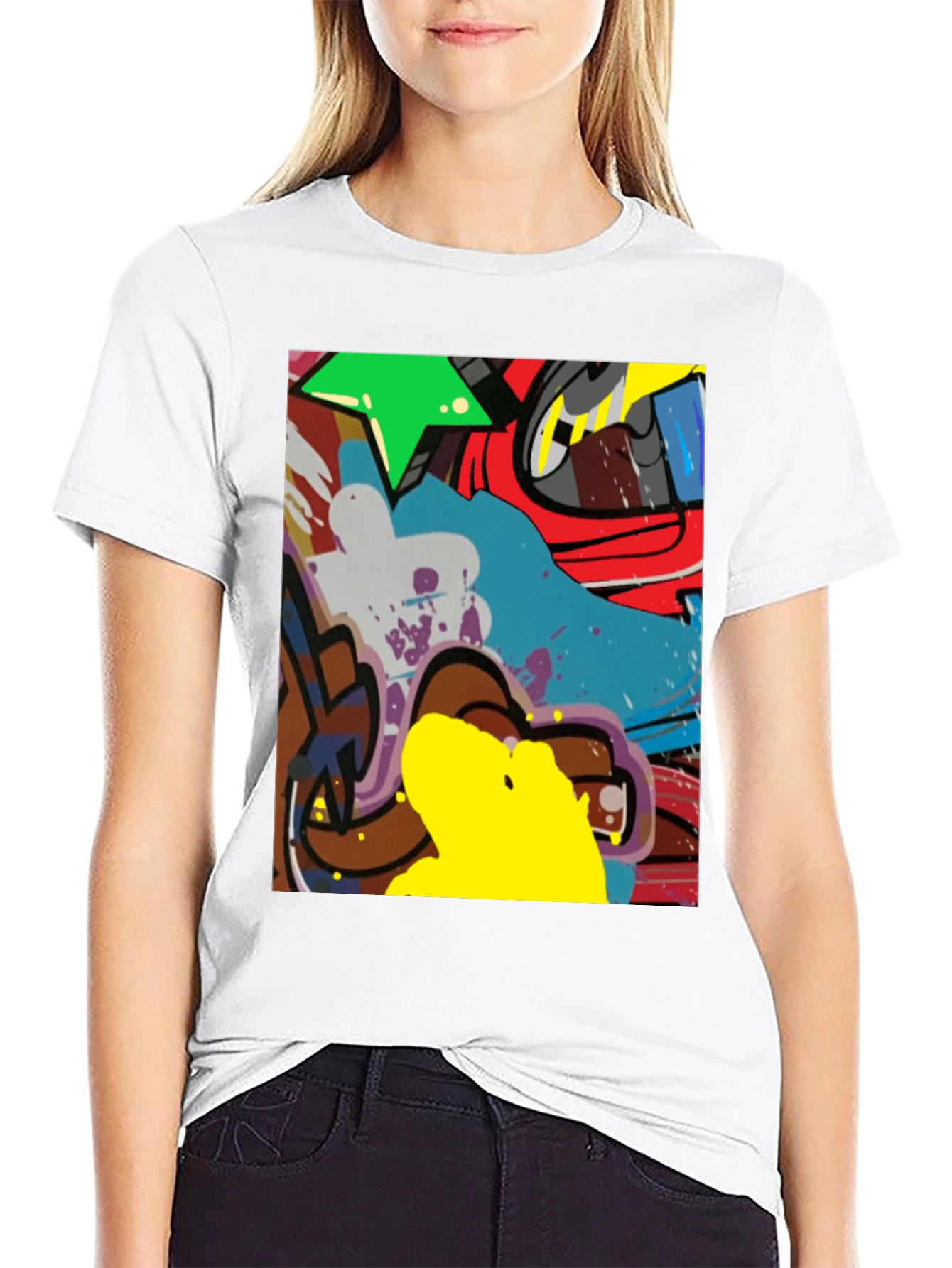 Black Abstract Graffiti Art Graphic Tee view 9