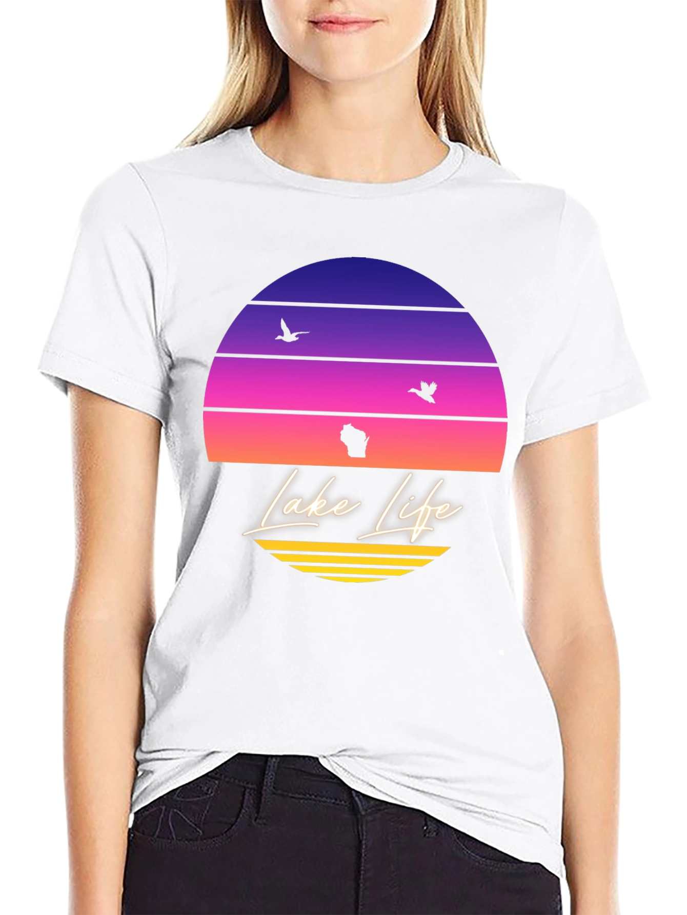 Black Lake Life Sunset T-Shirt - Wisconsin Summer Tee view 9