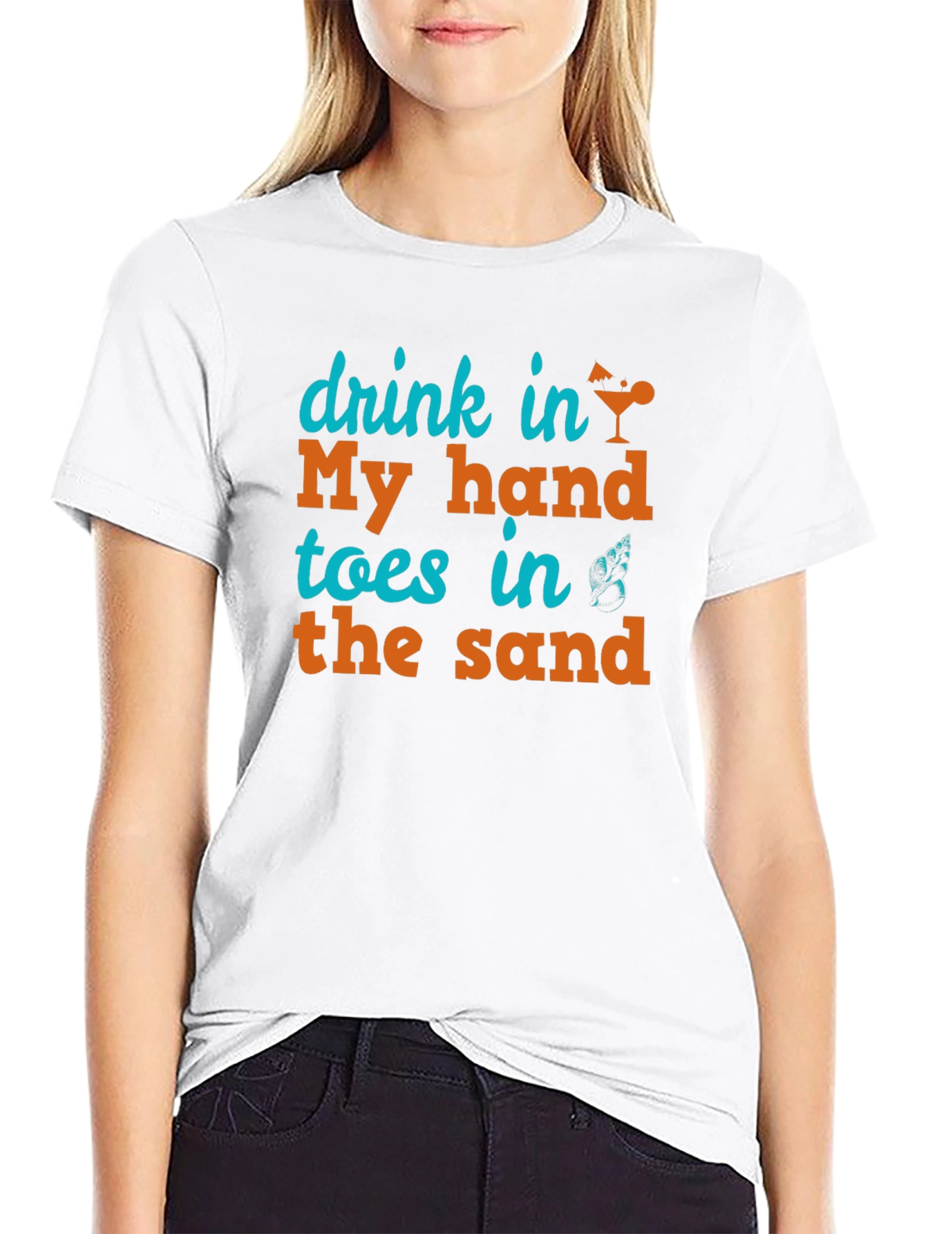 Black Drink in My Hand, Toes in the Sand Tee view 9