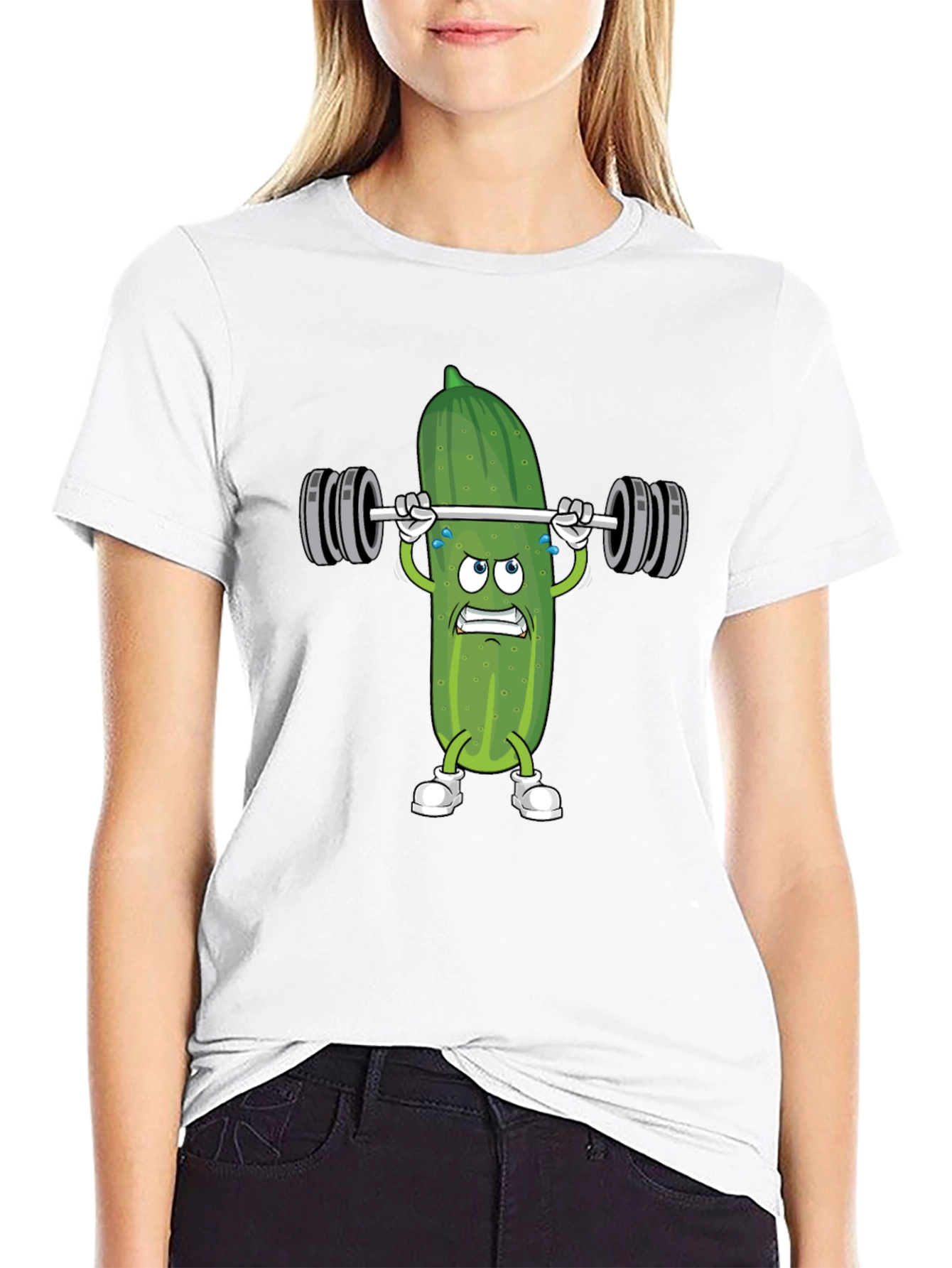 Black Pickle Lifting Weights Funny T-Shirt view 9