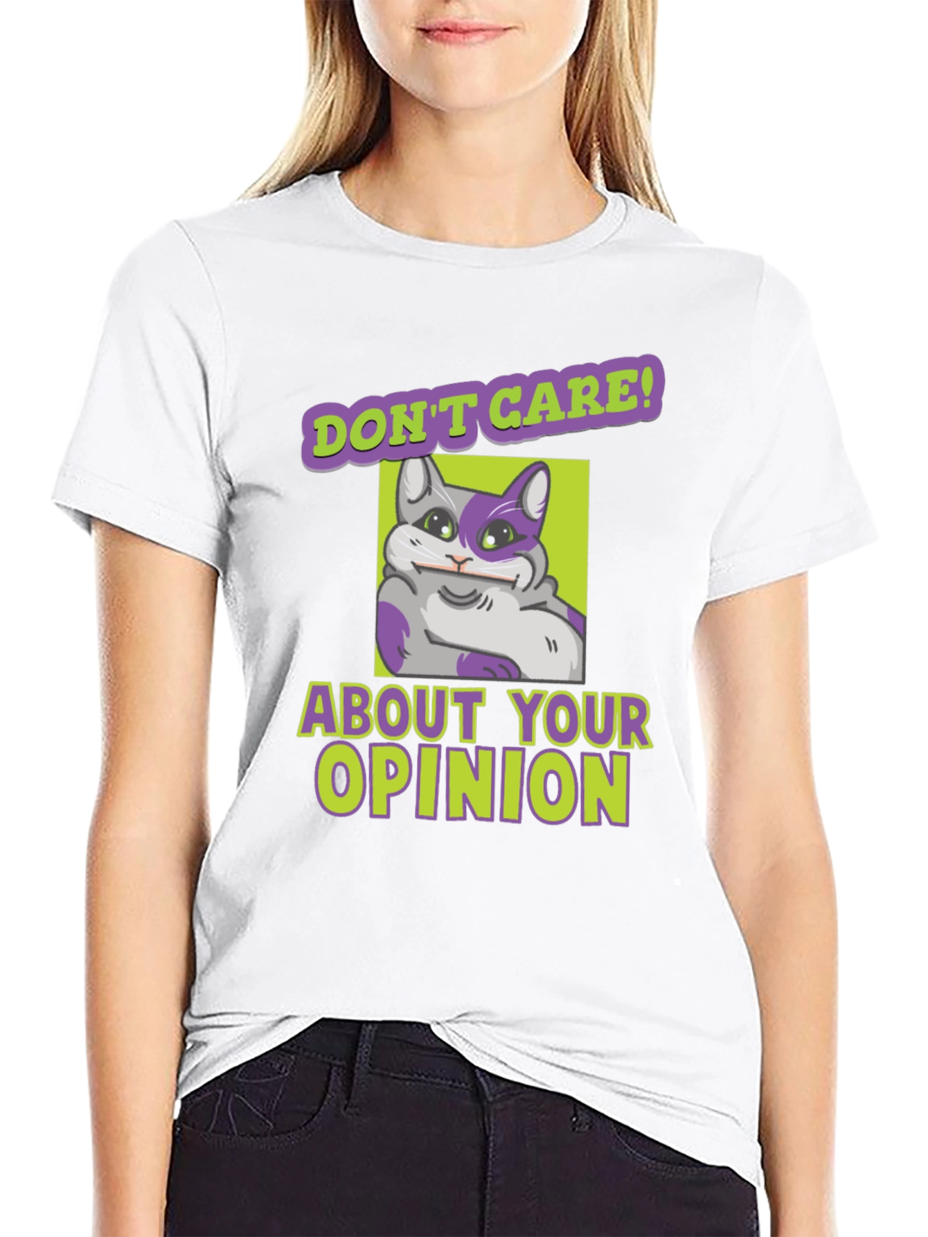 Black Don't Care Cat Graphic Tee view 9