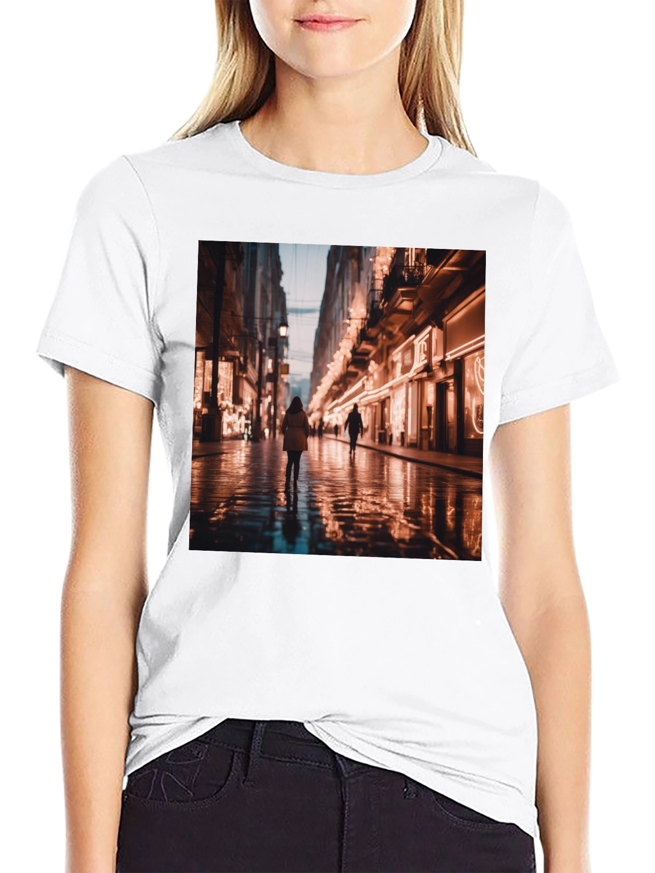 Black Cityscape Graphic Tee view 9