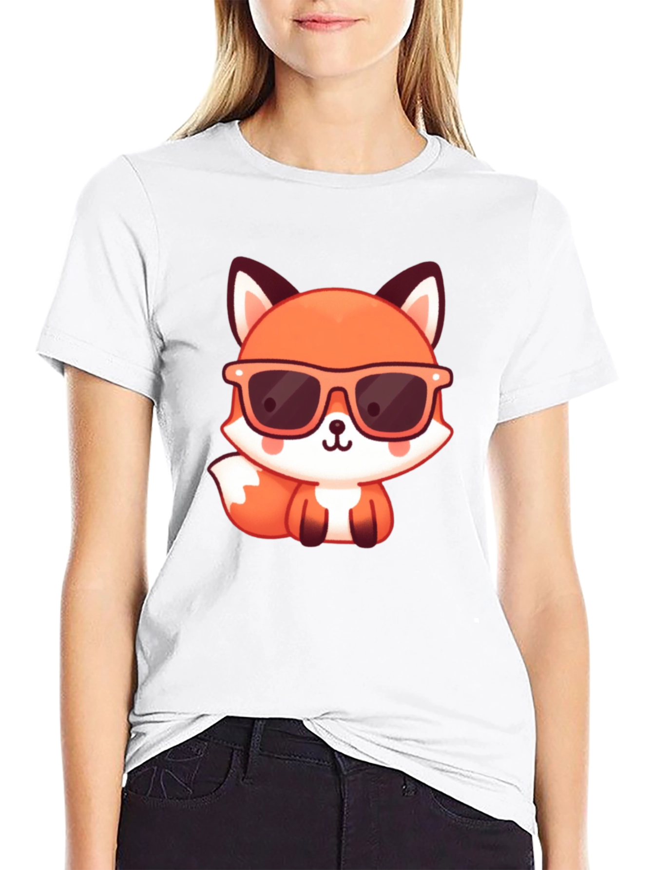 Black Cool Fox Graphic Tee - Stylish Black T-Shirt view 9