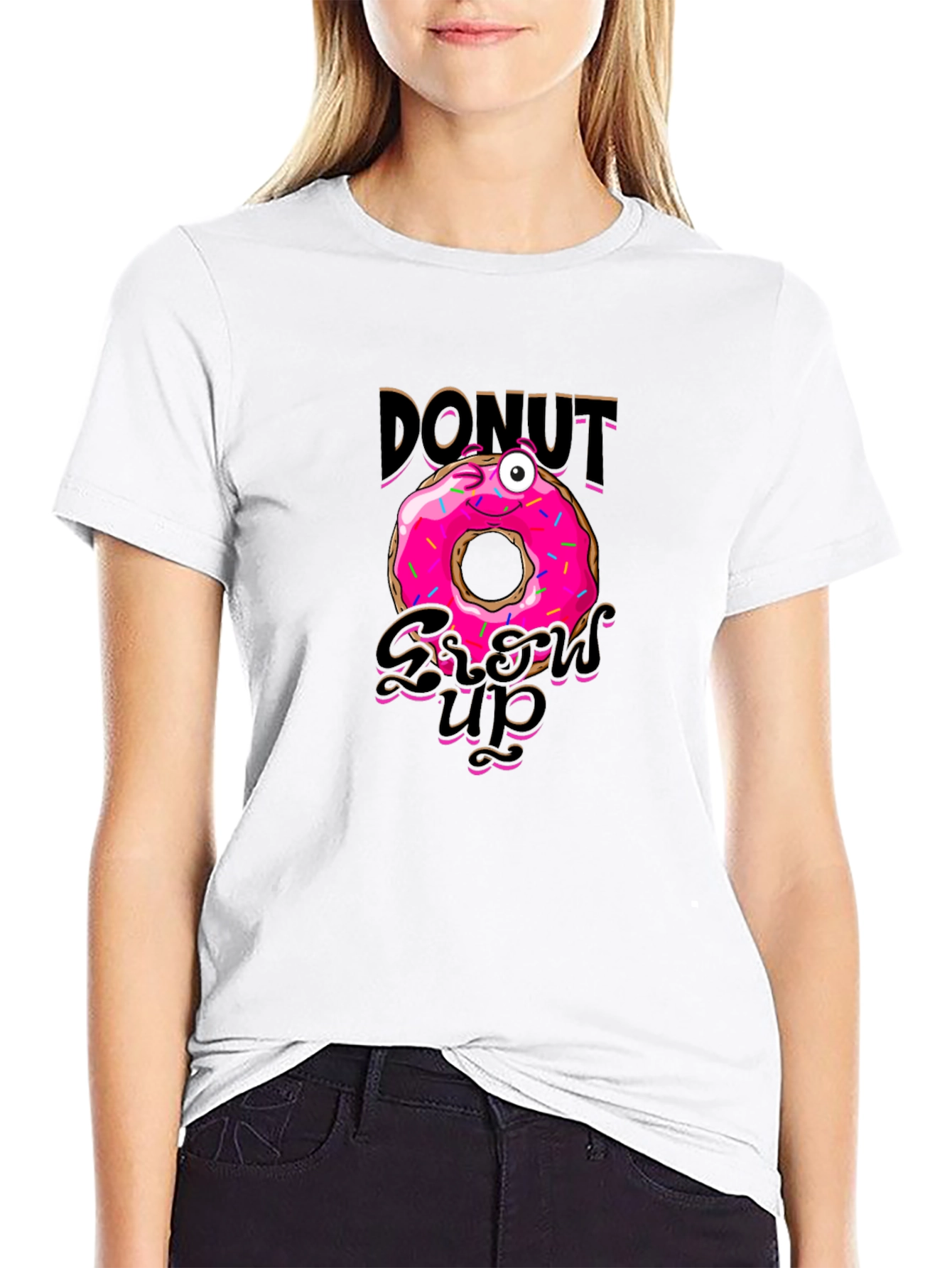 Black Donut Grow Up Funny Graphic Black T-Shirt view 9