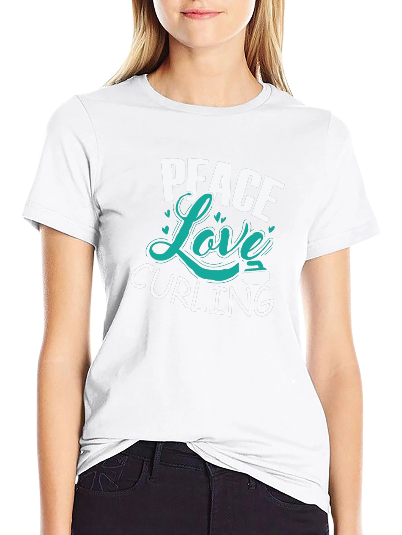 Black Peace Love Curling T-Shirt view 9