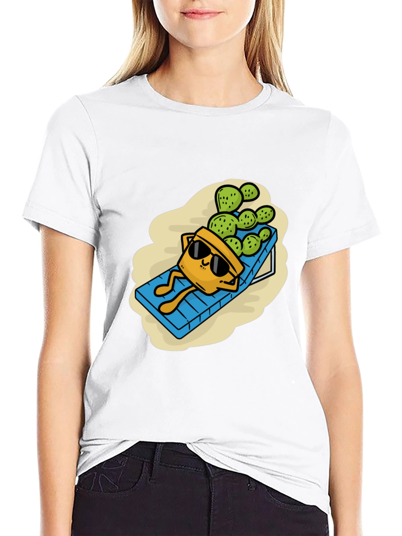 Black Relaxing Cactus T-Shirt - Funny Graphic Tee view 9