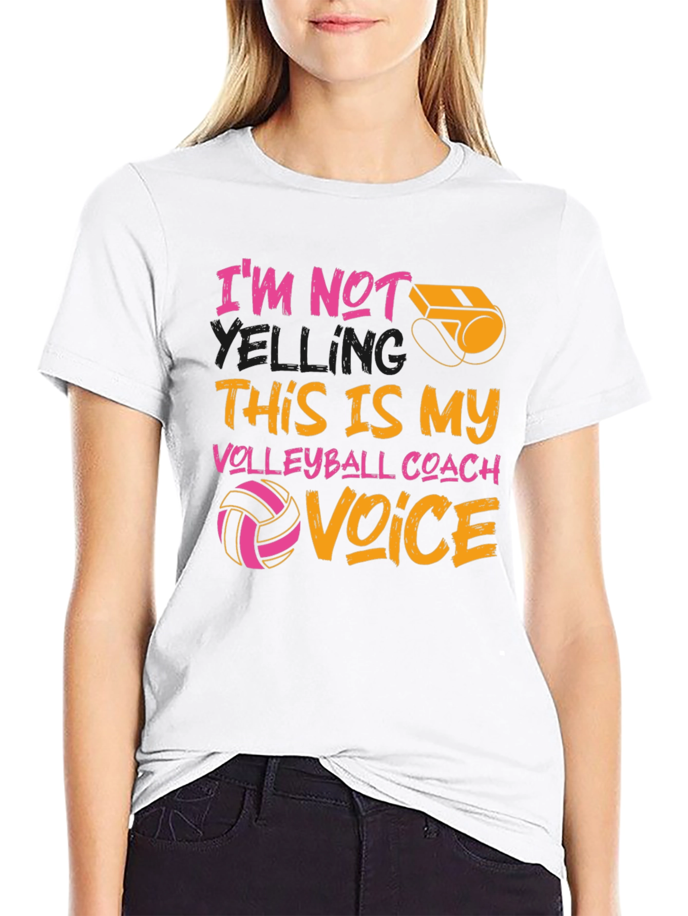 Black Volleyball Coach T-Shirt: I'm Not Yelling, This Is My Voice view 9