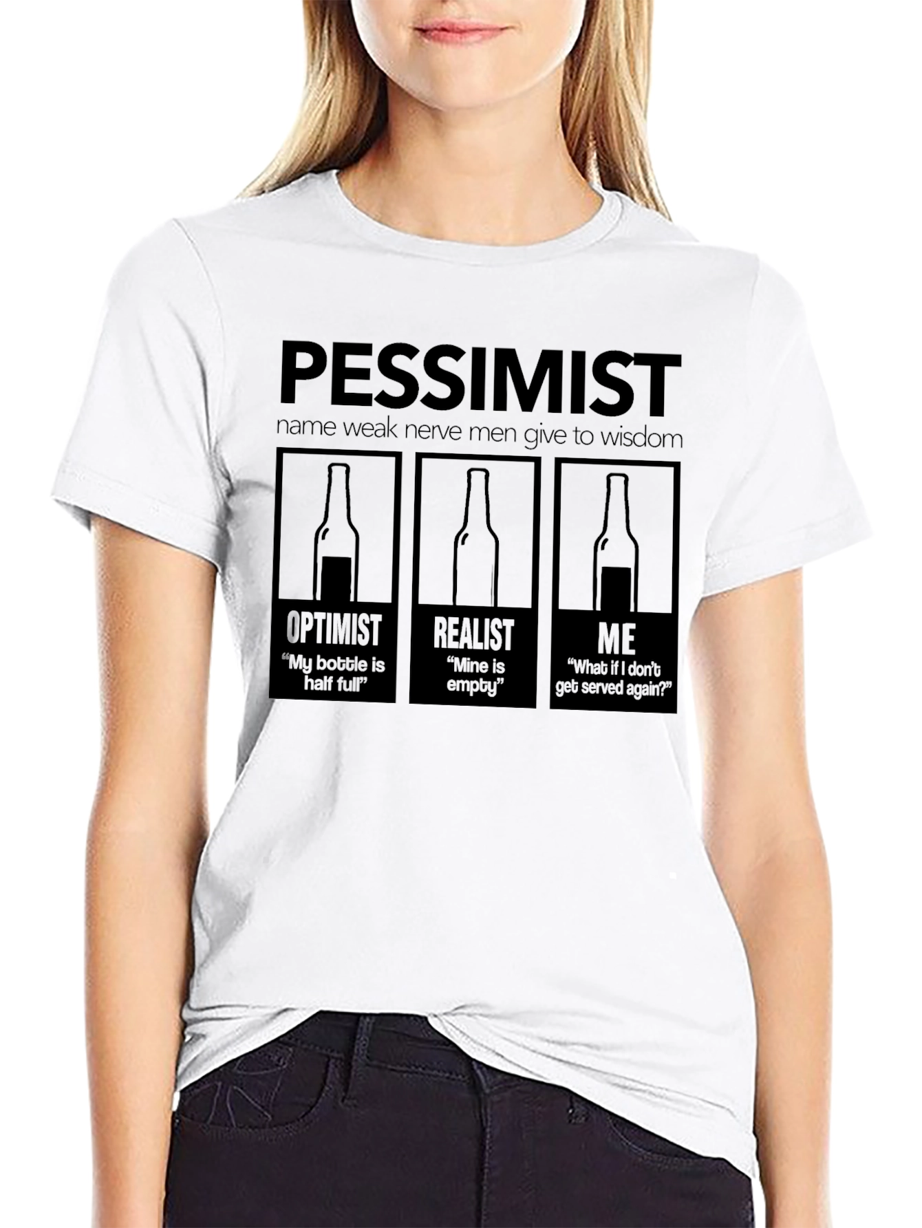 Black Pessimist T-Shirt - Funny Drinking Quote view 9