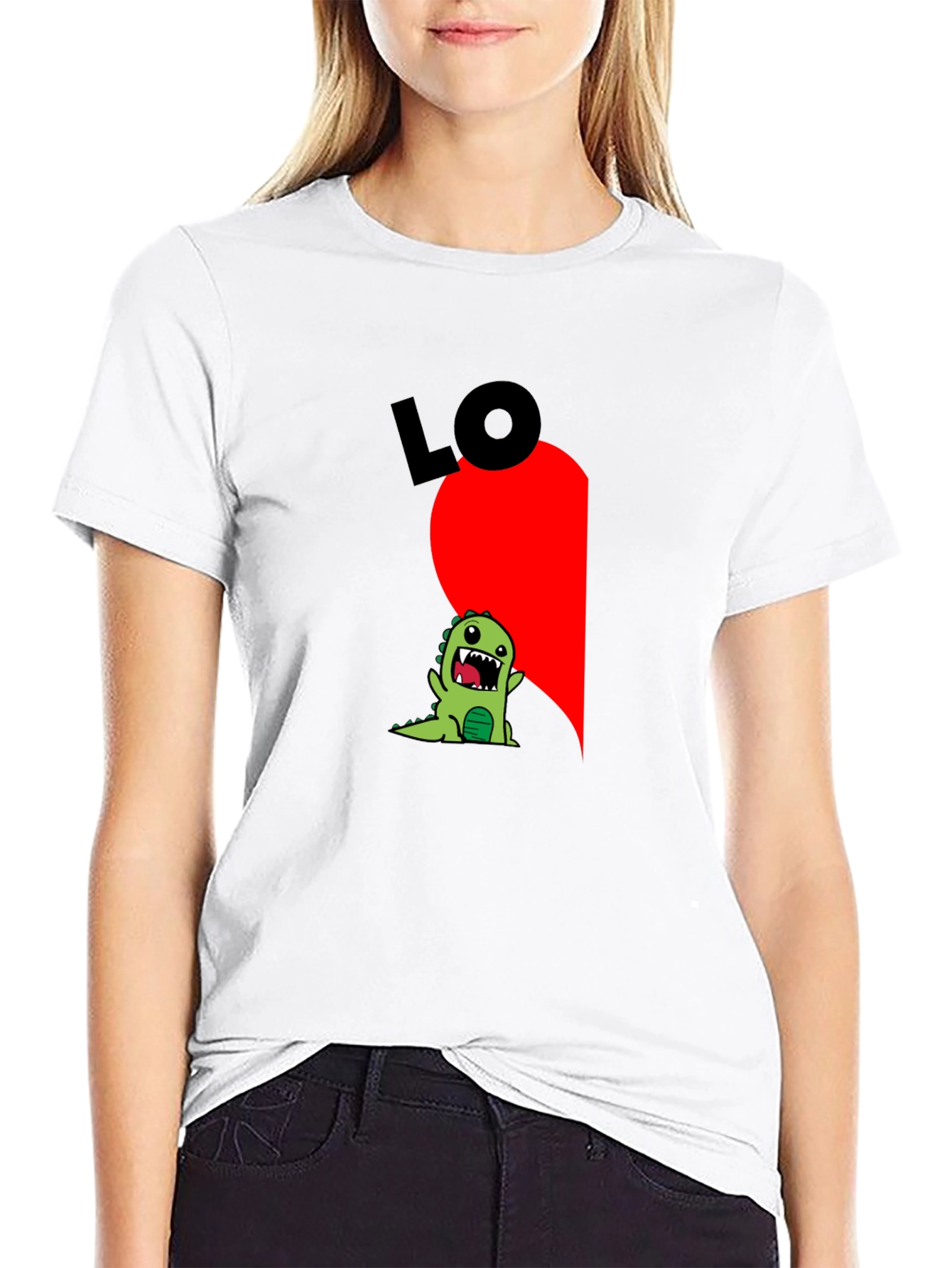 Black Black T-Shirt with Dinosaur "LO" Graphic view 9