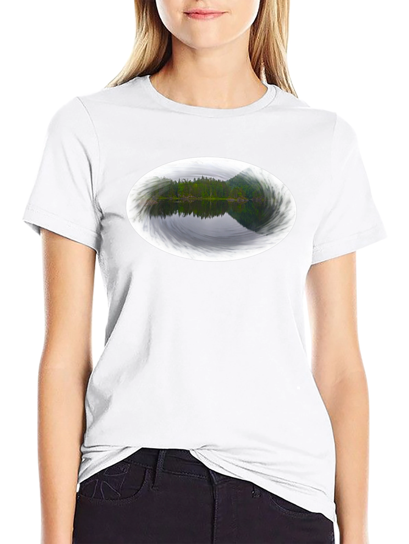 Black Nature Reflection Black Tee view 9