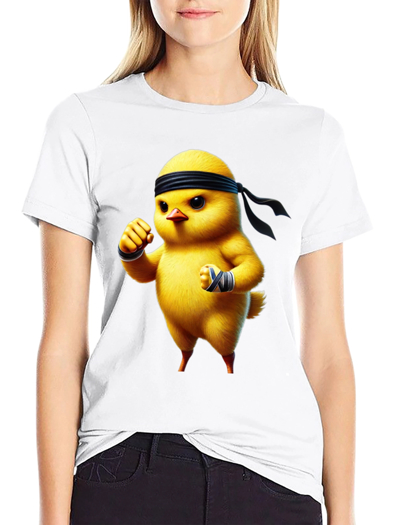 Black Martial Arts Chick Black T-Shirt view 9