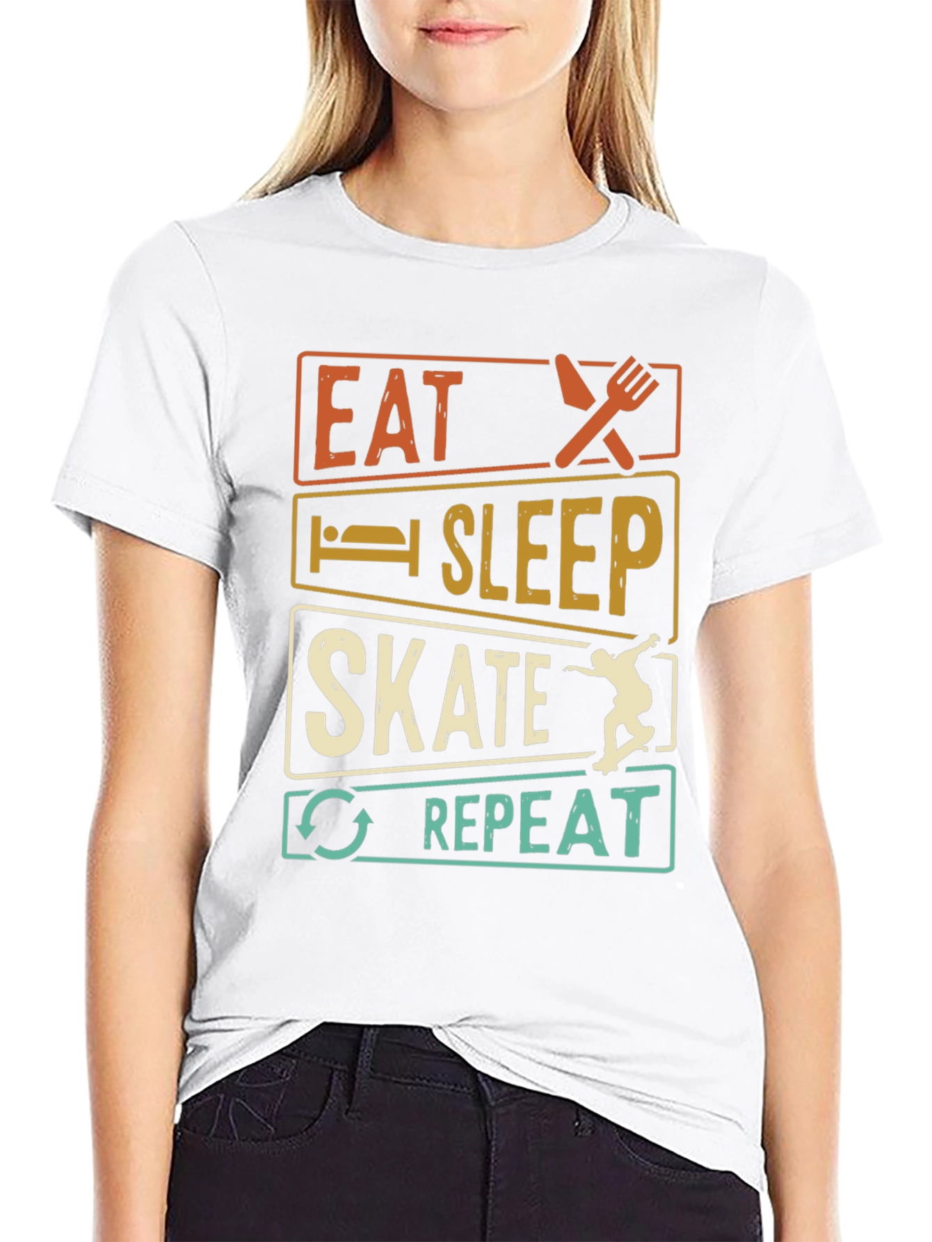 Black Eat Sleep Skate Repeat T-Shirt view 9