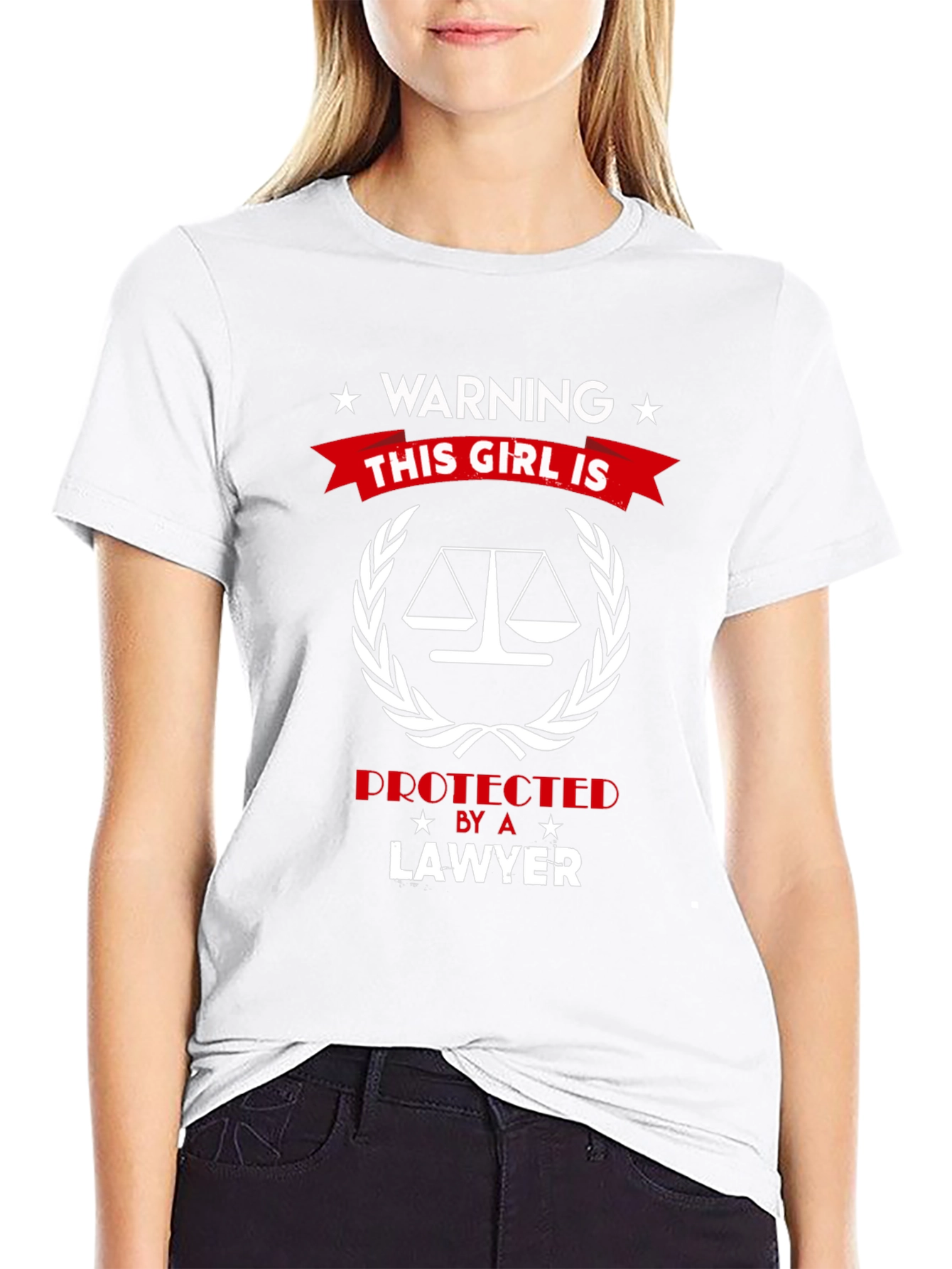 Black Warning: This Girl is Protected by a Lawyer T-Shirt view 9