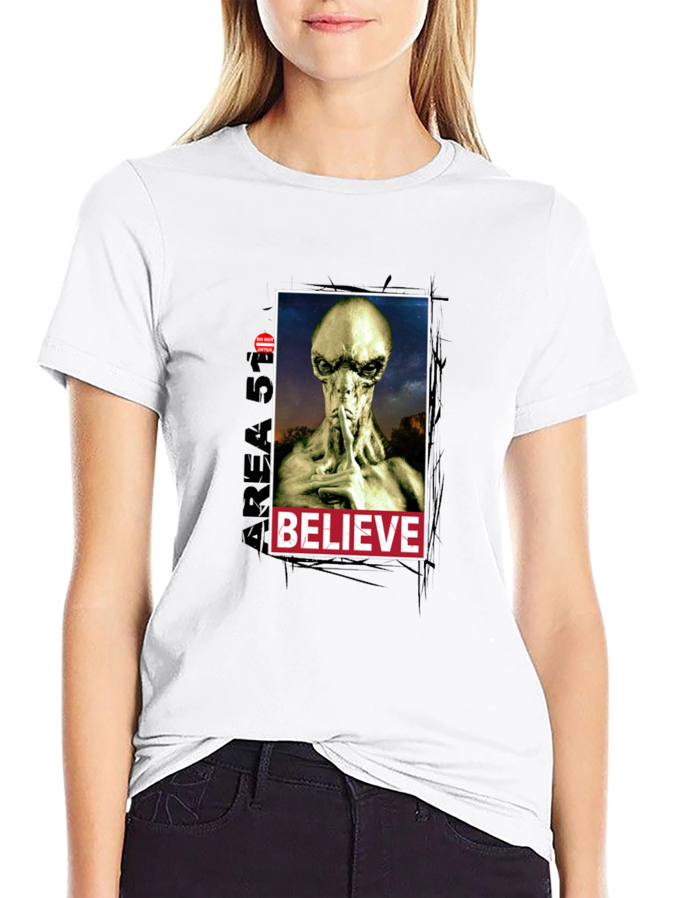 Black Believe Alien Graphic T-Shirt - Area 51 Conspiracy Tee view 9