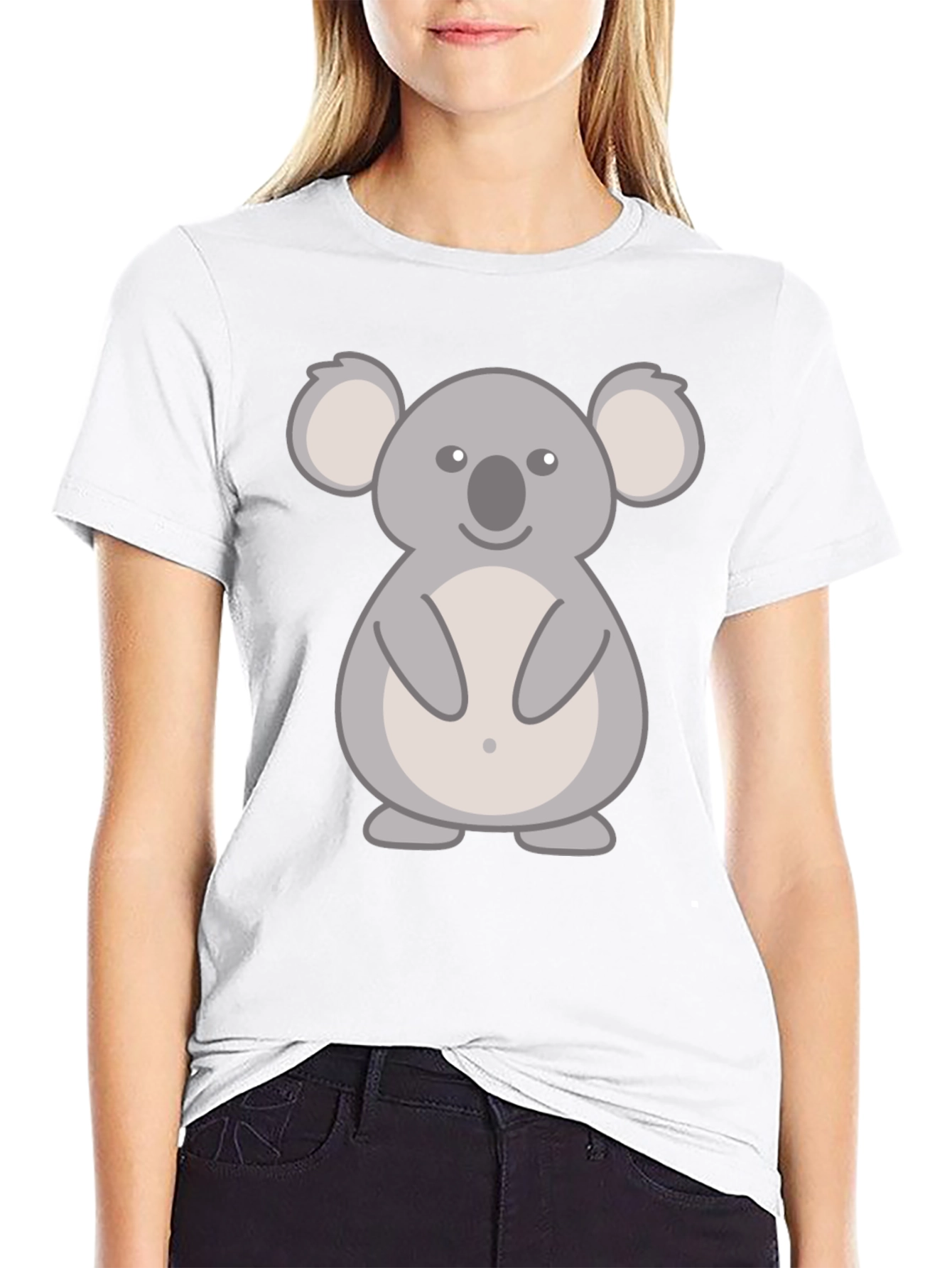 Black Cute Koala Graphic T-Shirt - Black Cotton Tee view 9