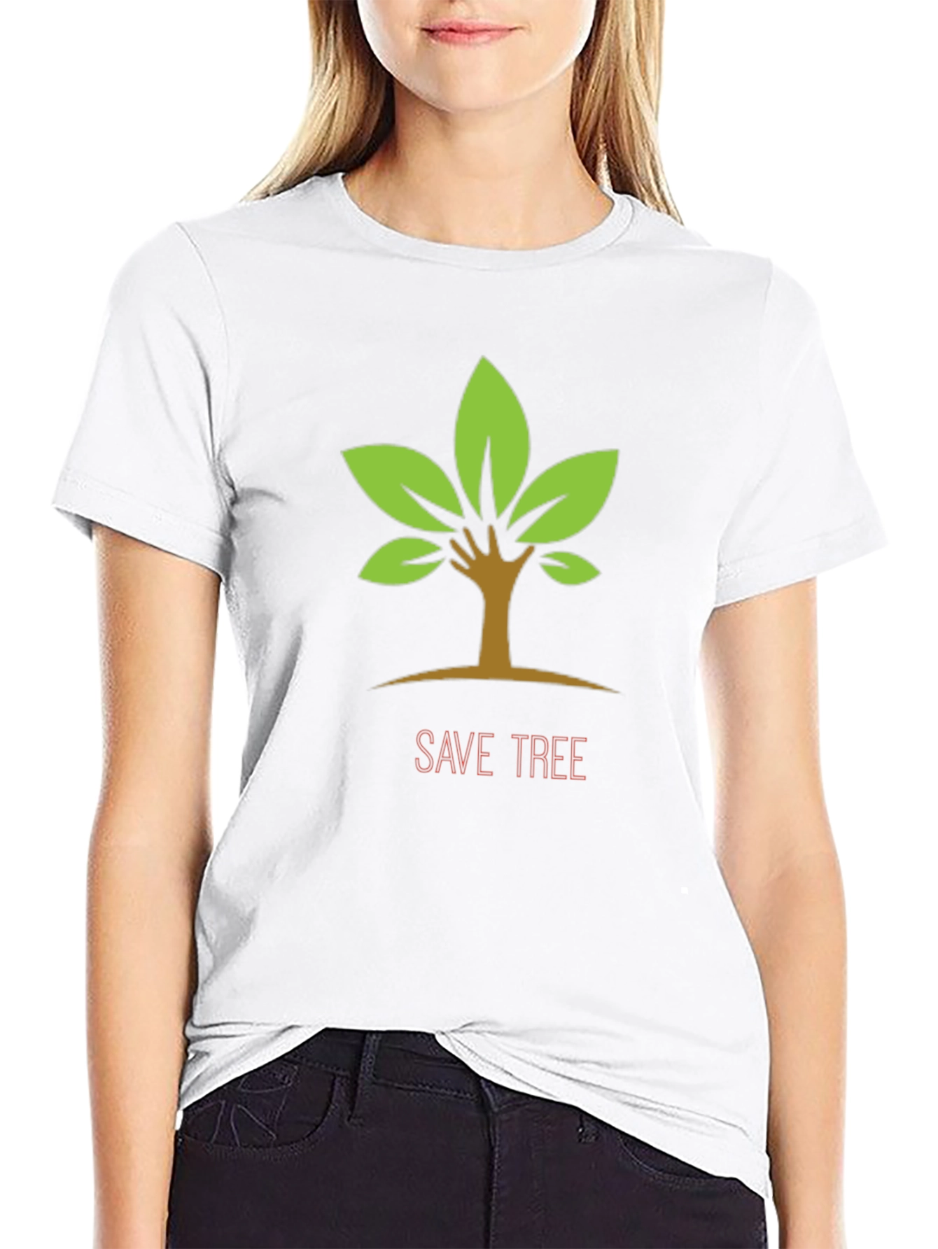 Black Eco-Friendly "Save Tree" Graphic Tee view 9