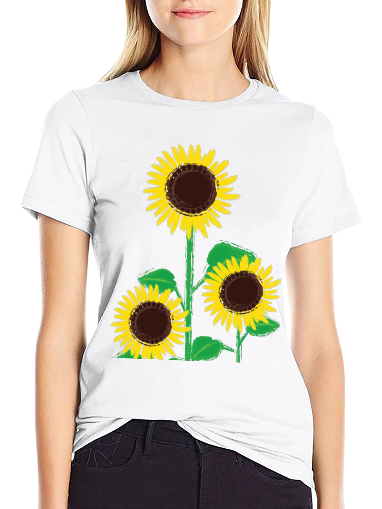 Black Sunflower Graphic Tee - Black Cotton T-Shirt view 9