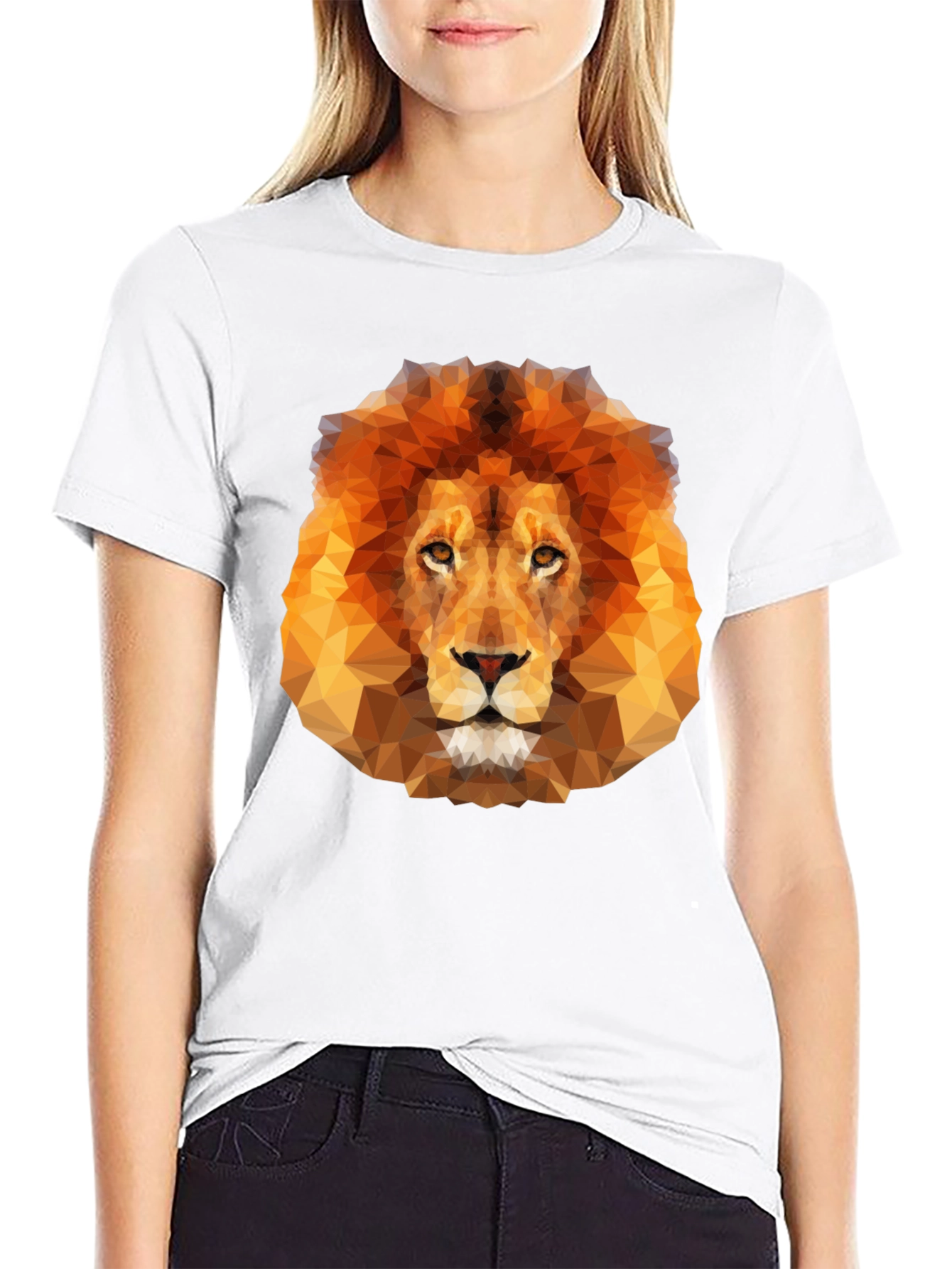 Black Geometric Lion Graphic Tee - Men's Black T-Shirt view 9