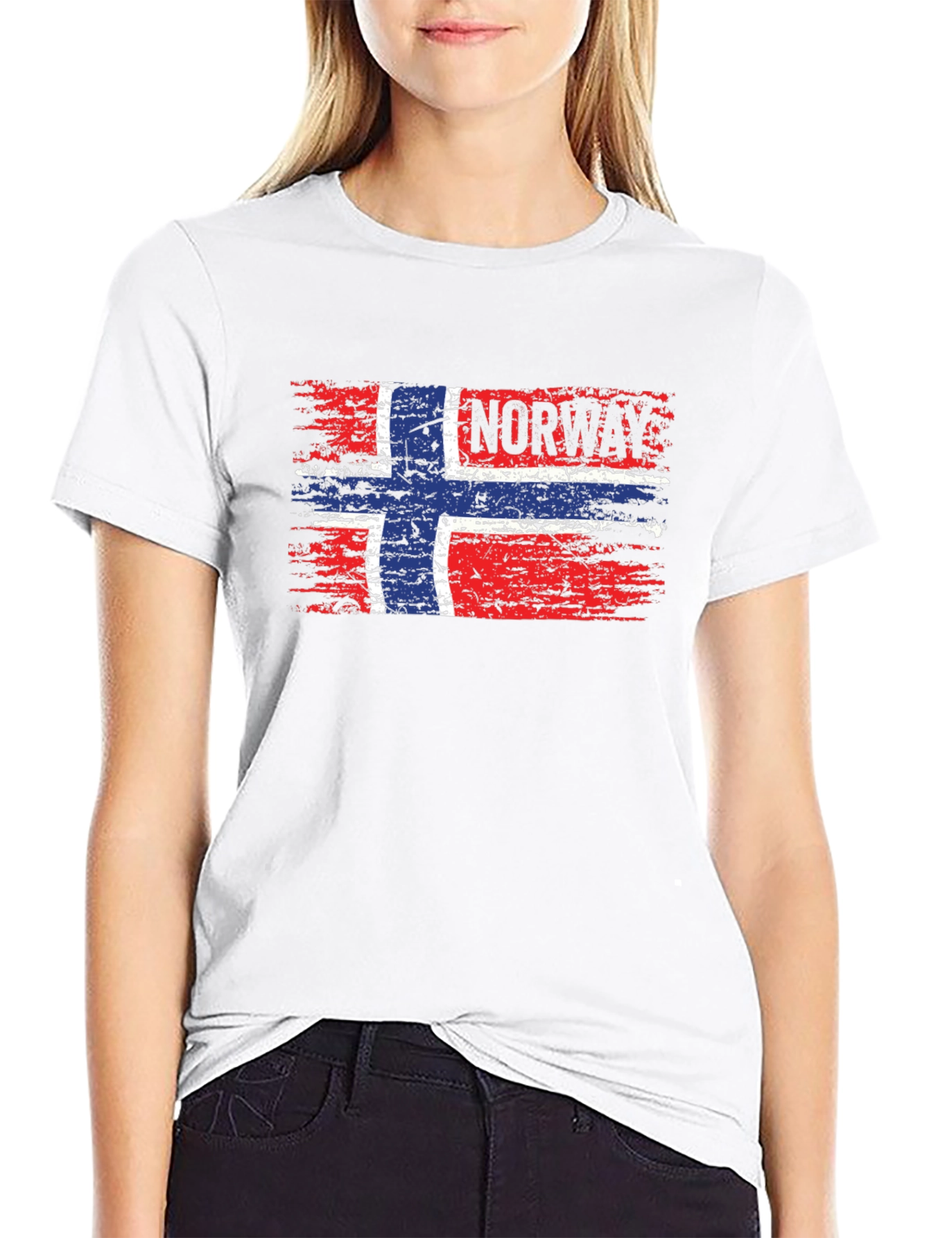 Norway Flag Distressed Black T-Shirt - 9
