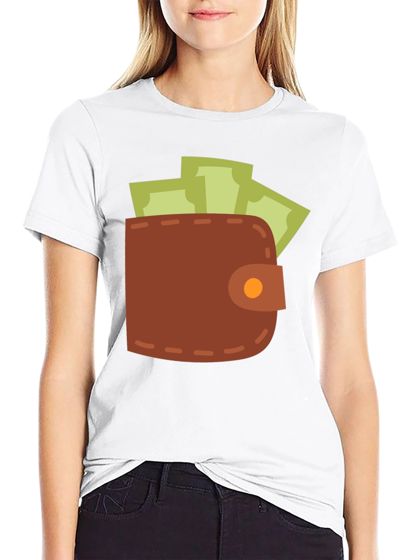 Black Wallet and Cash Graphic Black T-Shirt view 9