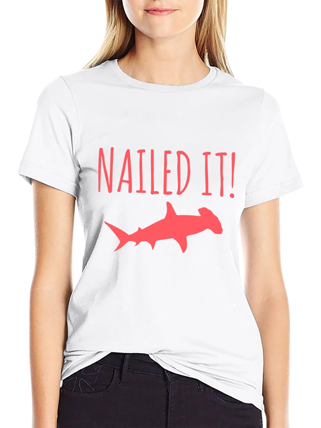 Black Nailed It Hammerhead Shark T-Shirt view 9