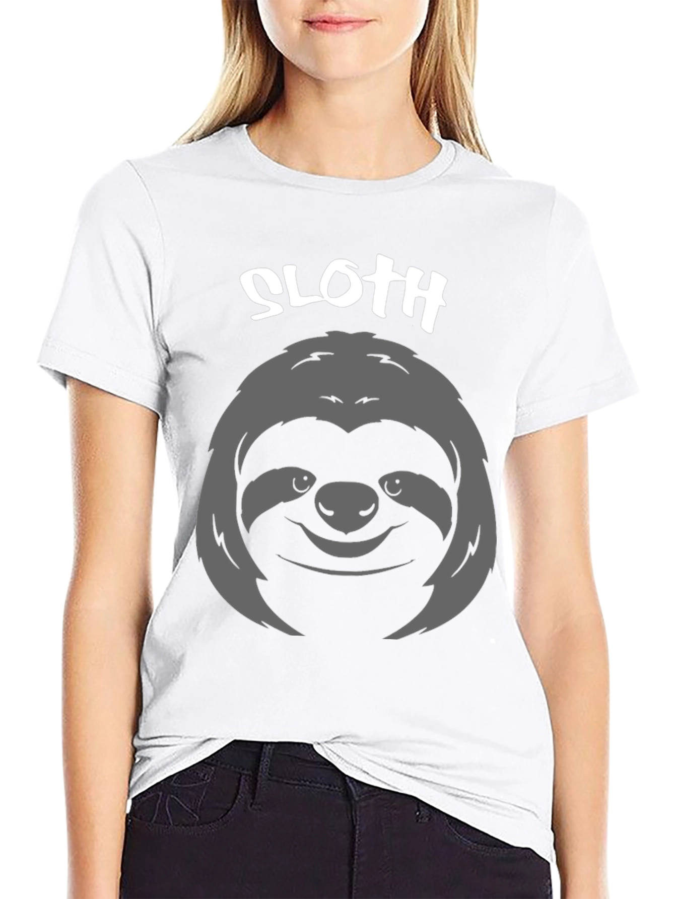 Black Sloth Graphic Print T-Shirt - Casual Tee view 9