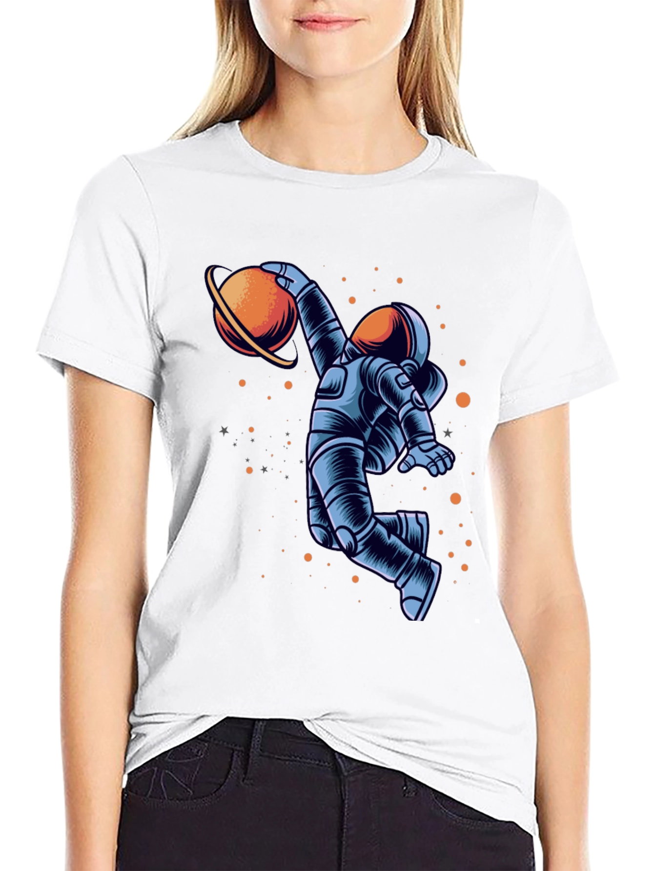 Black Astronaut Dunking Planet Graphic Tee view 9