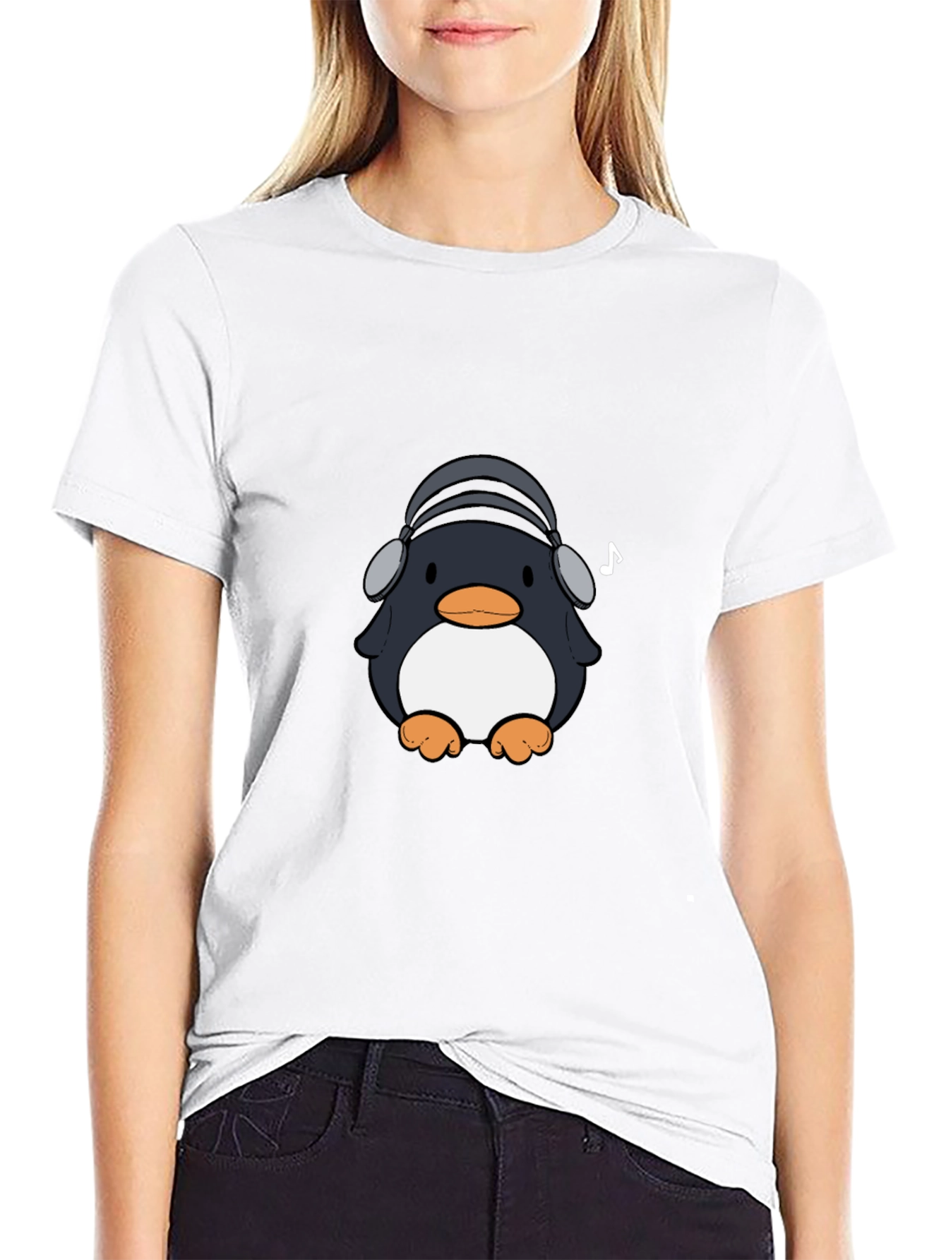 Black Penguin Headphones Graphic Tee - Cool & Stylish view 9