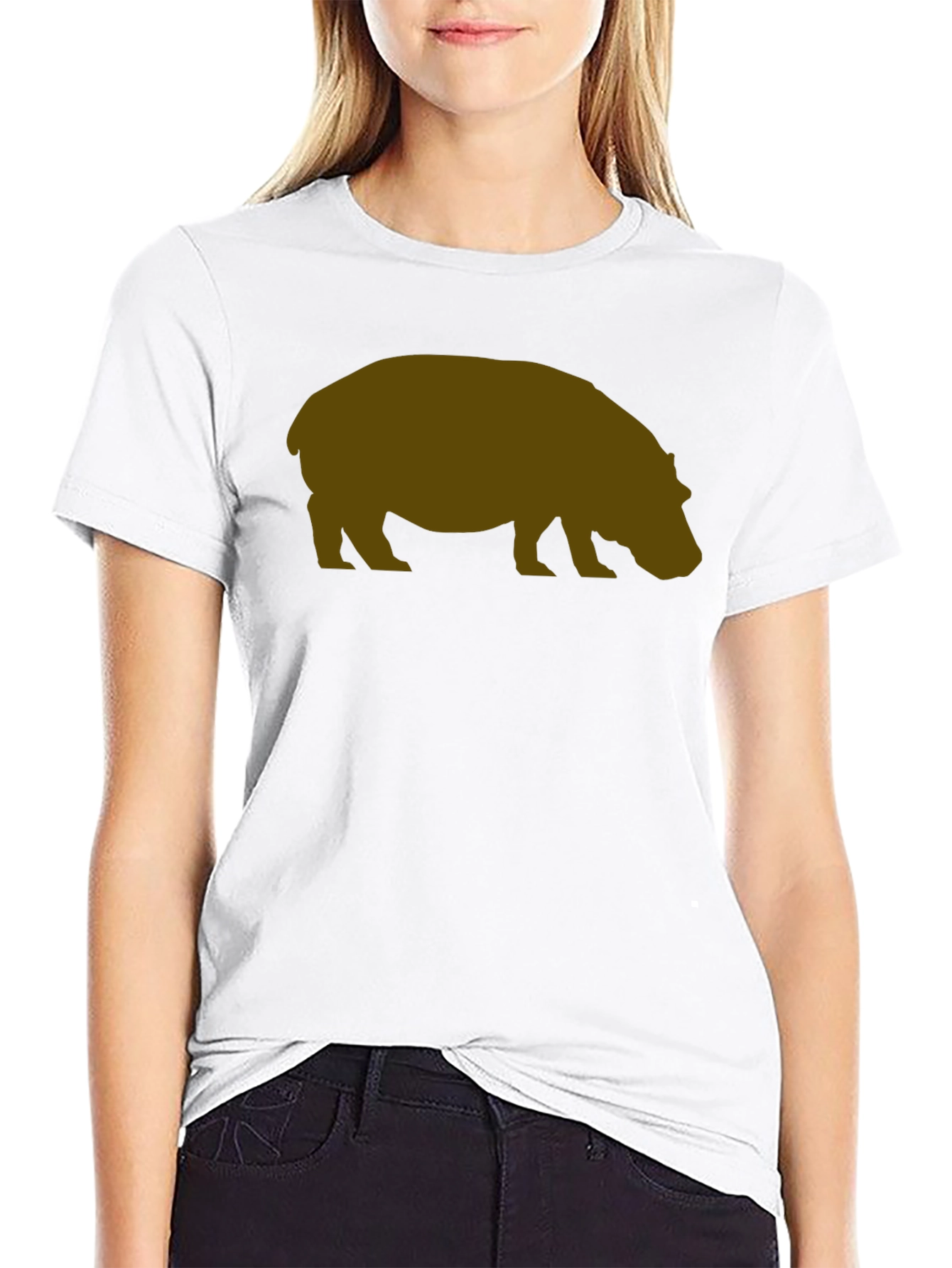 Black Hippo Silhouette Graphic T-Shirt - Casual Style view 9