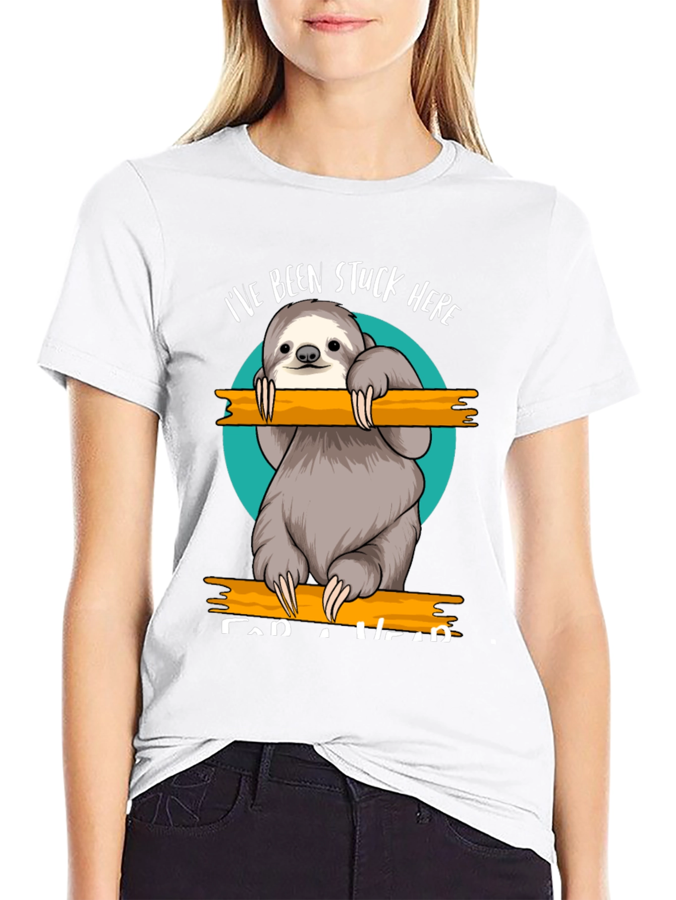Black Stuck Here Sloth Graphic Tee - Relaxed Fit view 9