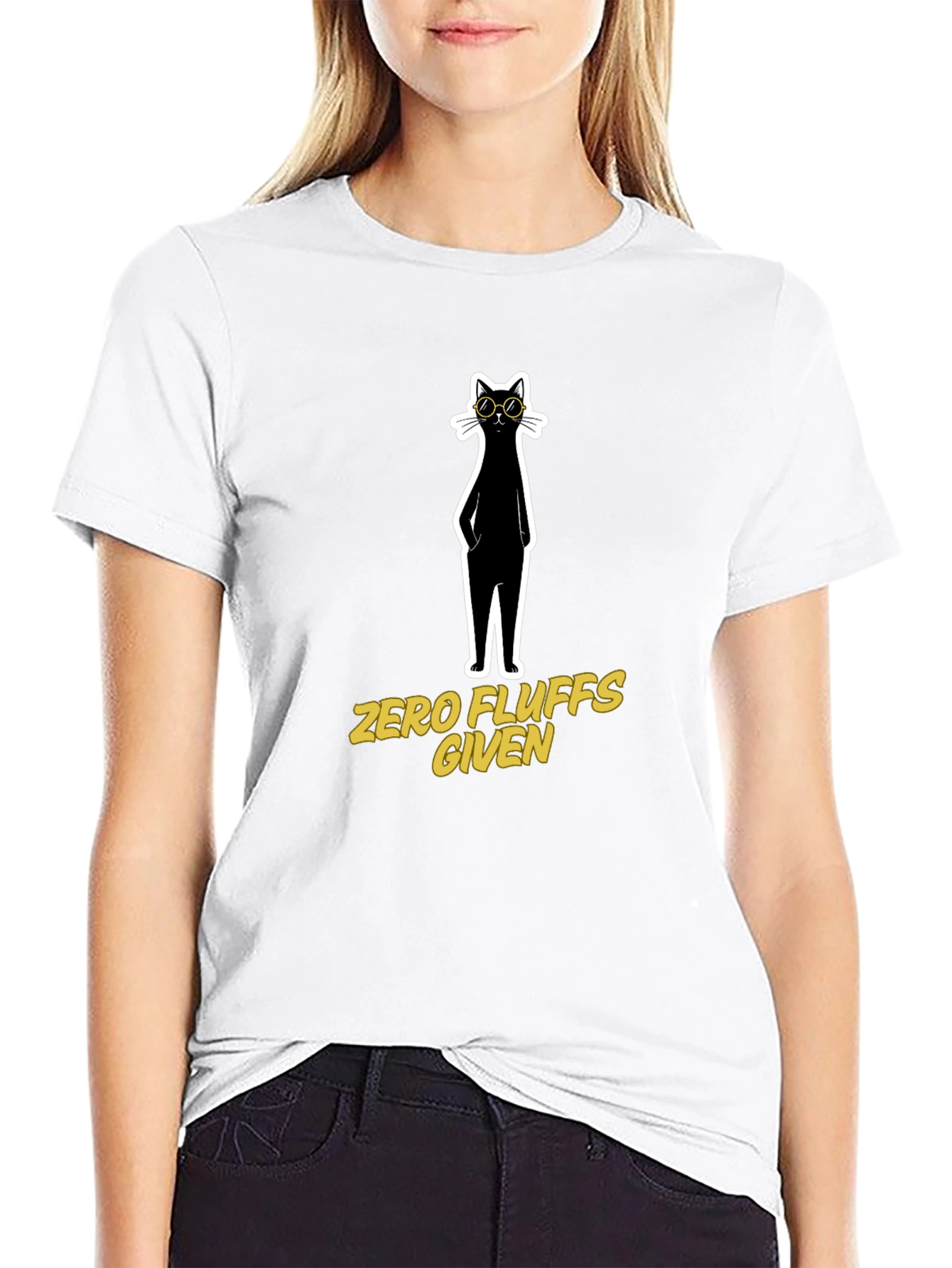 Black Zero Fluffs Given Cat T-Shirt view 9