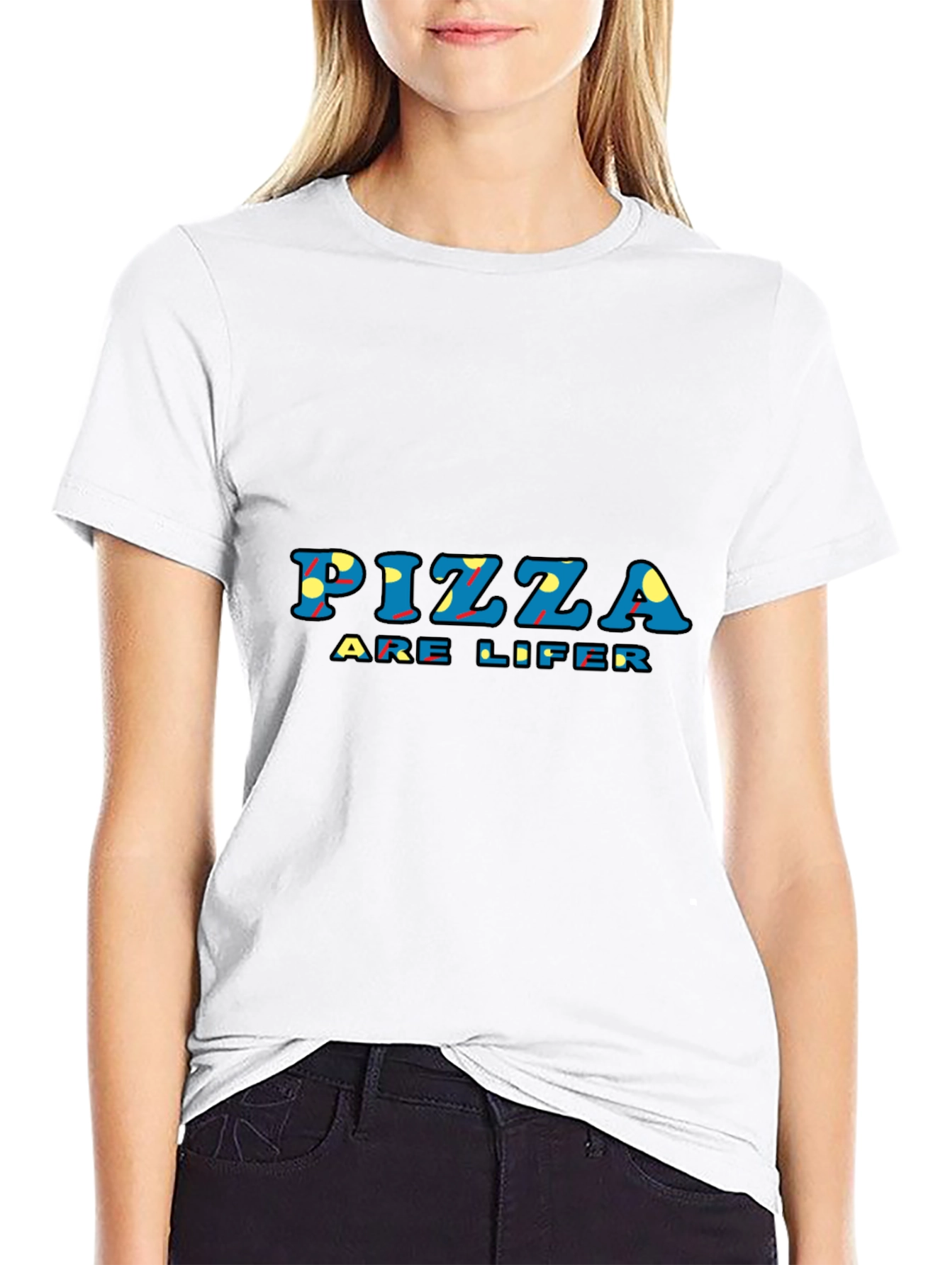 Black Pizza Are Lifer Graphic Tee - Black Unisex T-Shirt view 9