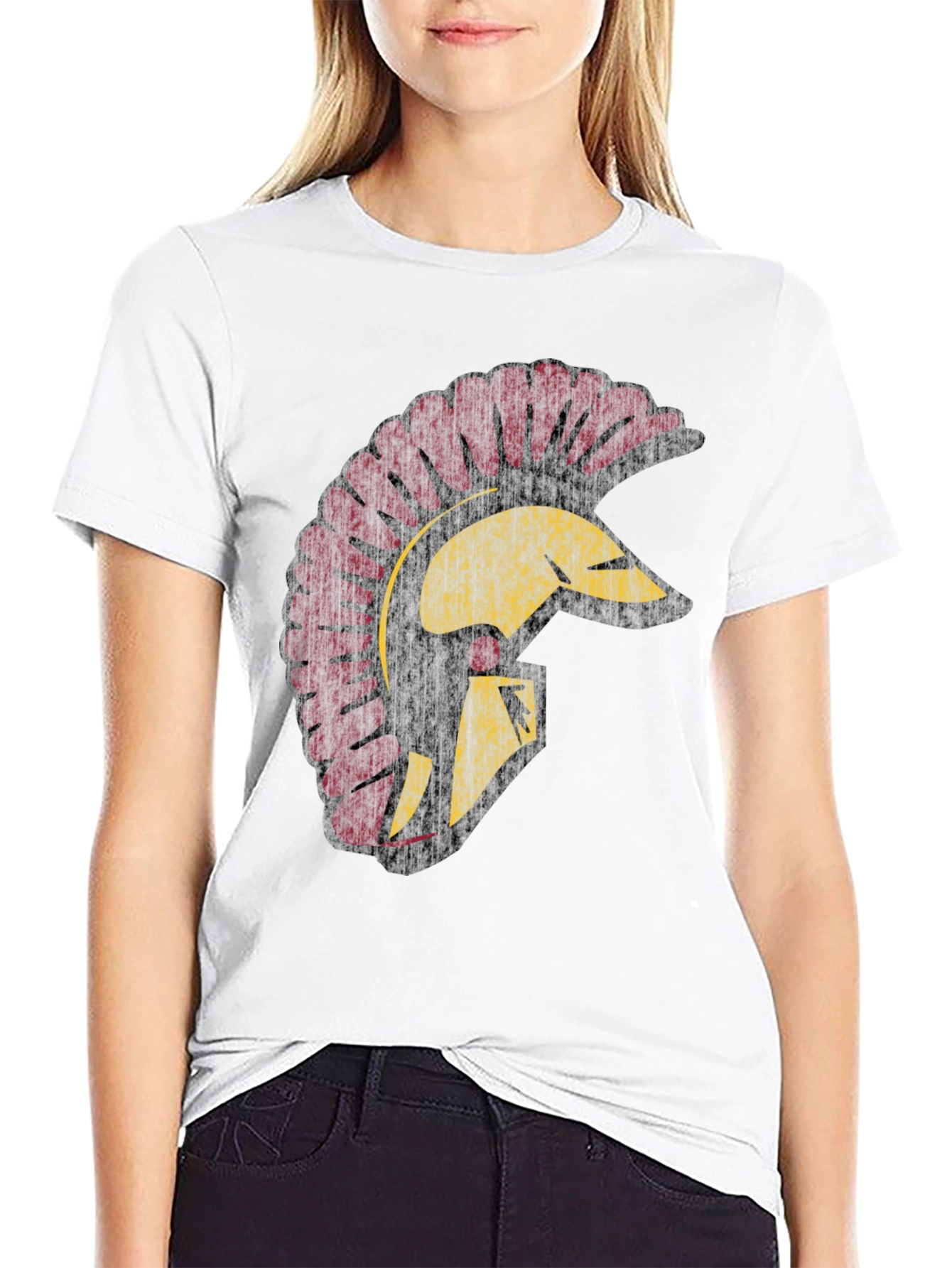 Black Trojan Helmet Graphic Tee - Black Cotton T-Shirt view 9