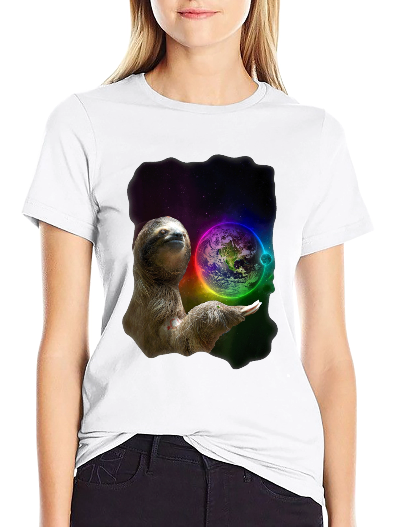 Black Cosmic Sloth T-Shirt -  Planet Protector Design view 9