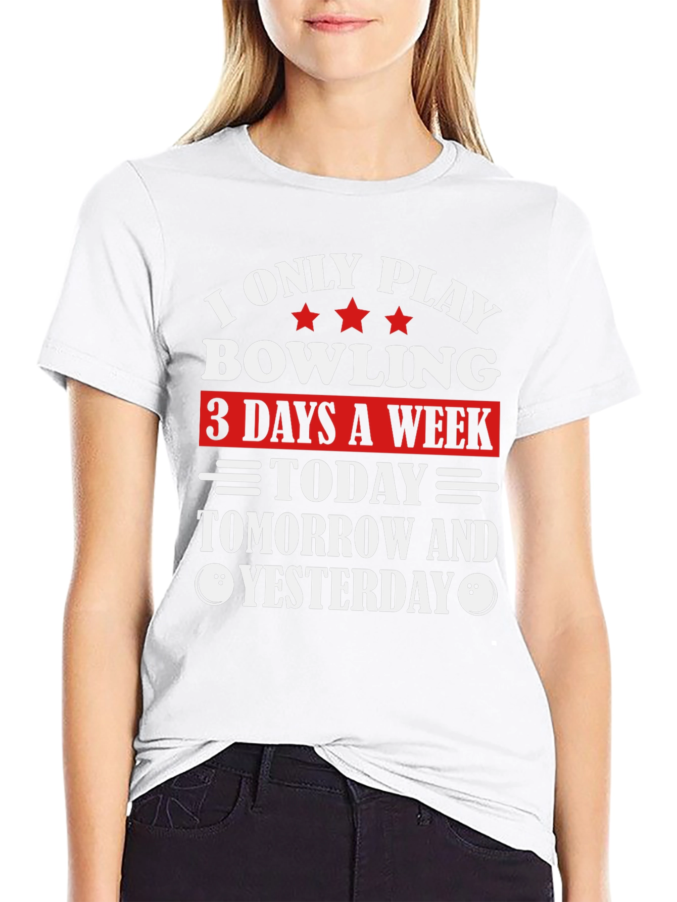 Black Funny Bowling T-Shirt: I Only Play 3 Days a Week view 9