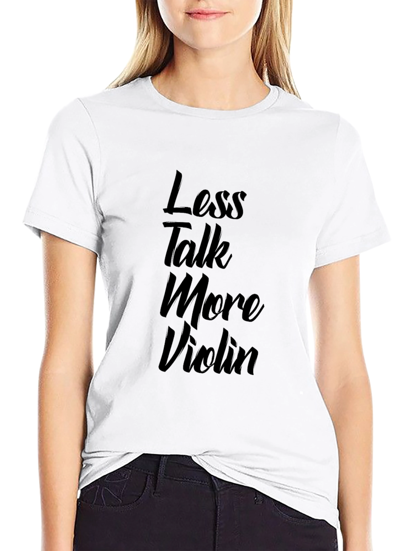 Black Less Talk More Violin Black T-Shirt view 9